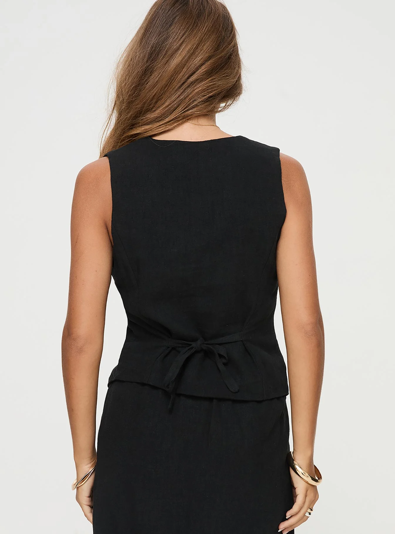 Ginger Linen Blend Vest Black - Image 5
