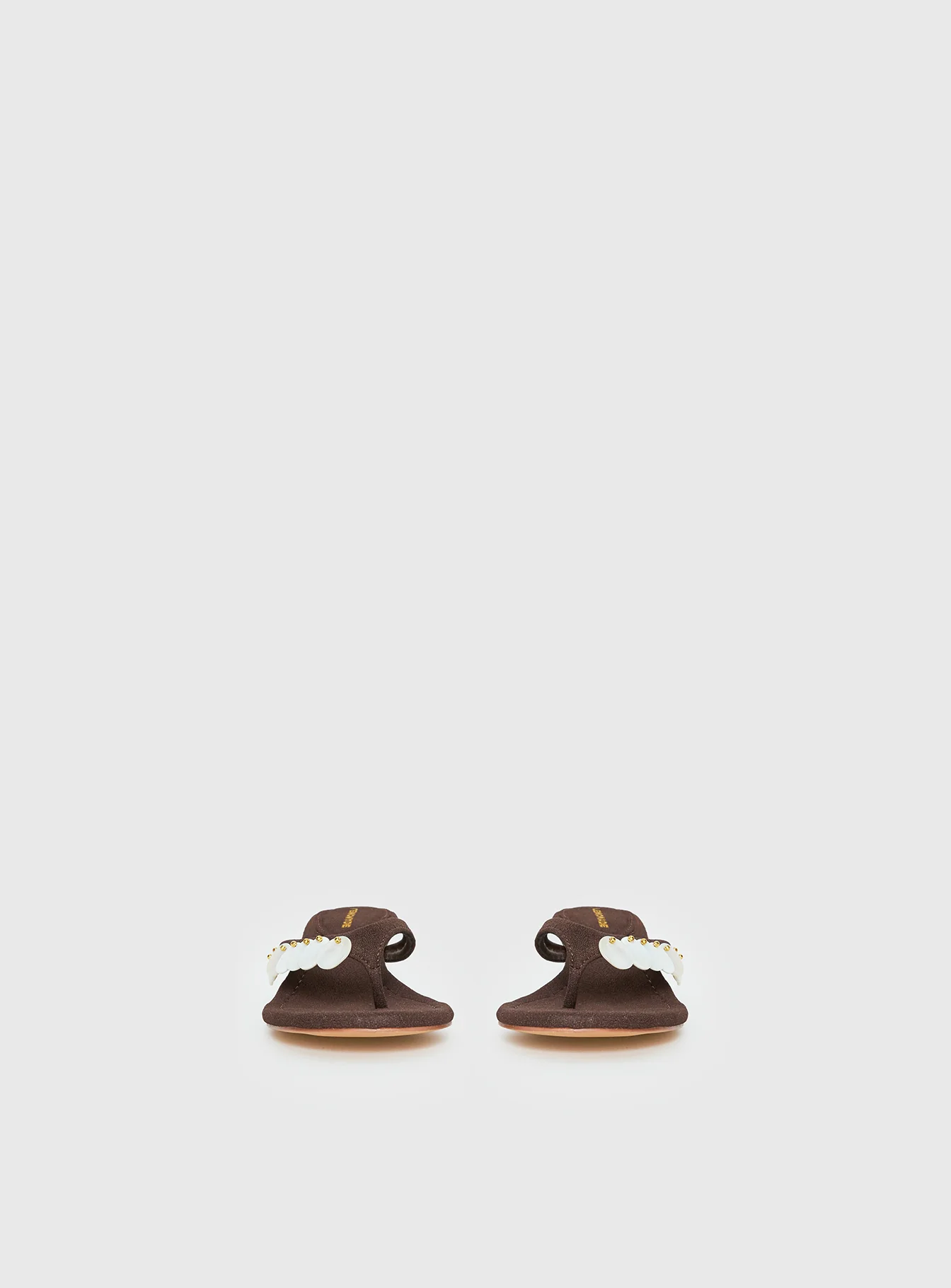 Ginnia Shell Detail Thong Heels Chocolate - Image 3