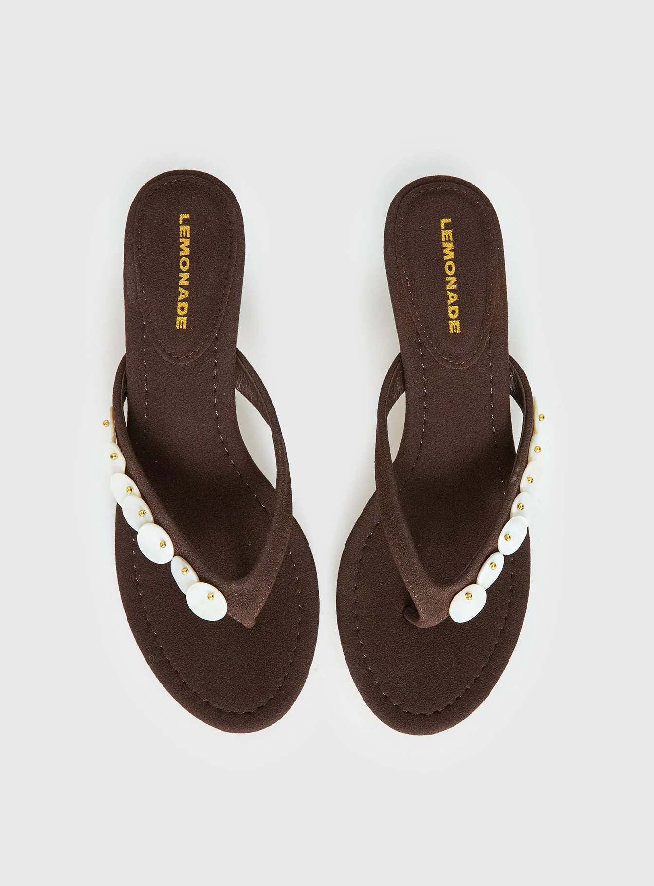Ginnia Shell Detail Thong Heels Chocolate - Image 6