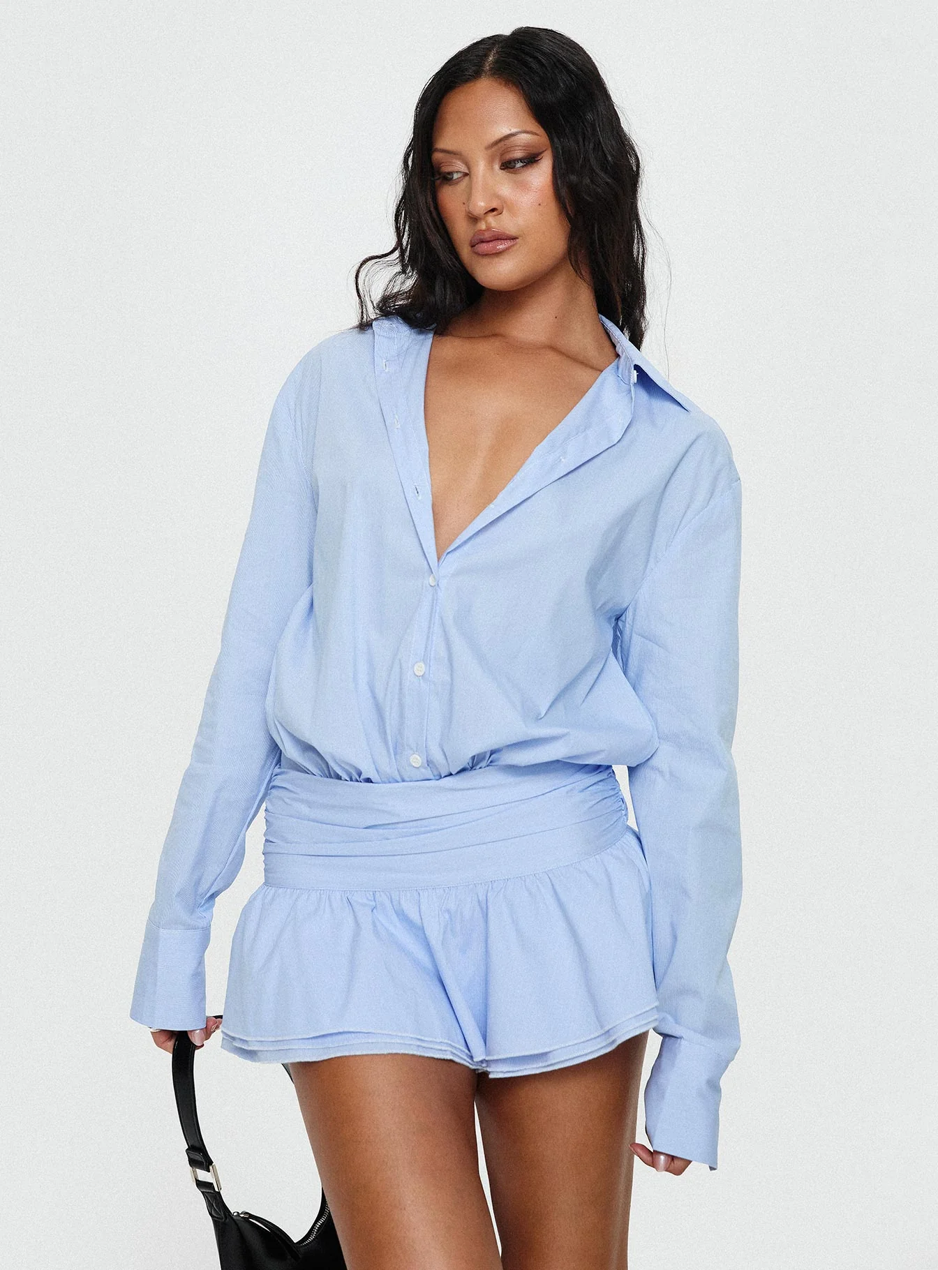Girls Girls Girls Long Sleeve Mini Dress Blue