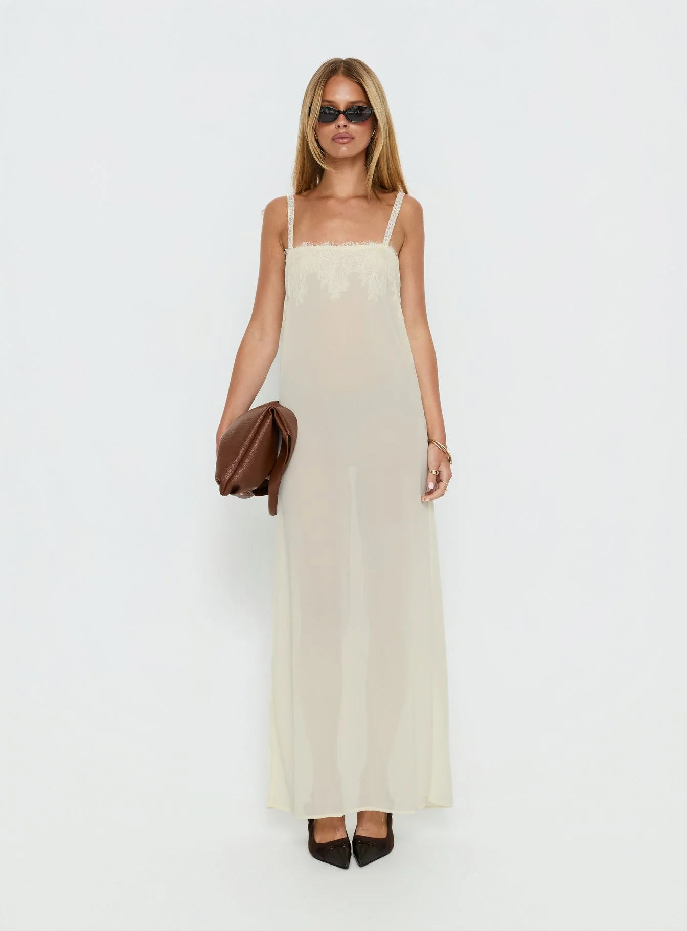 Glacial Sheer Maxi Dress Butter - Image 7