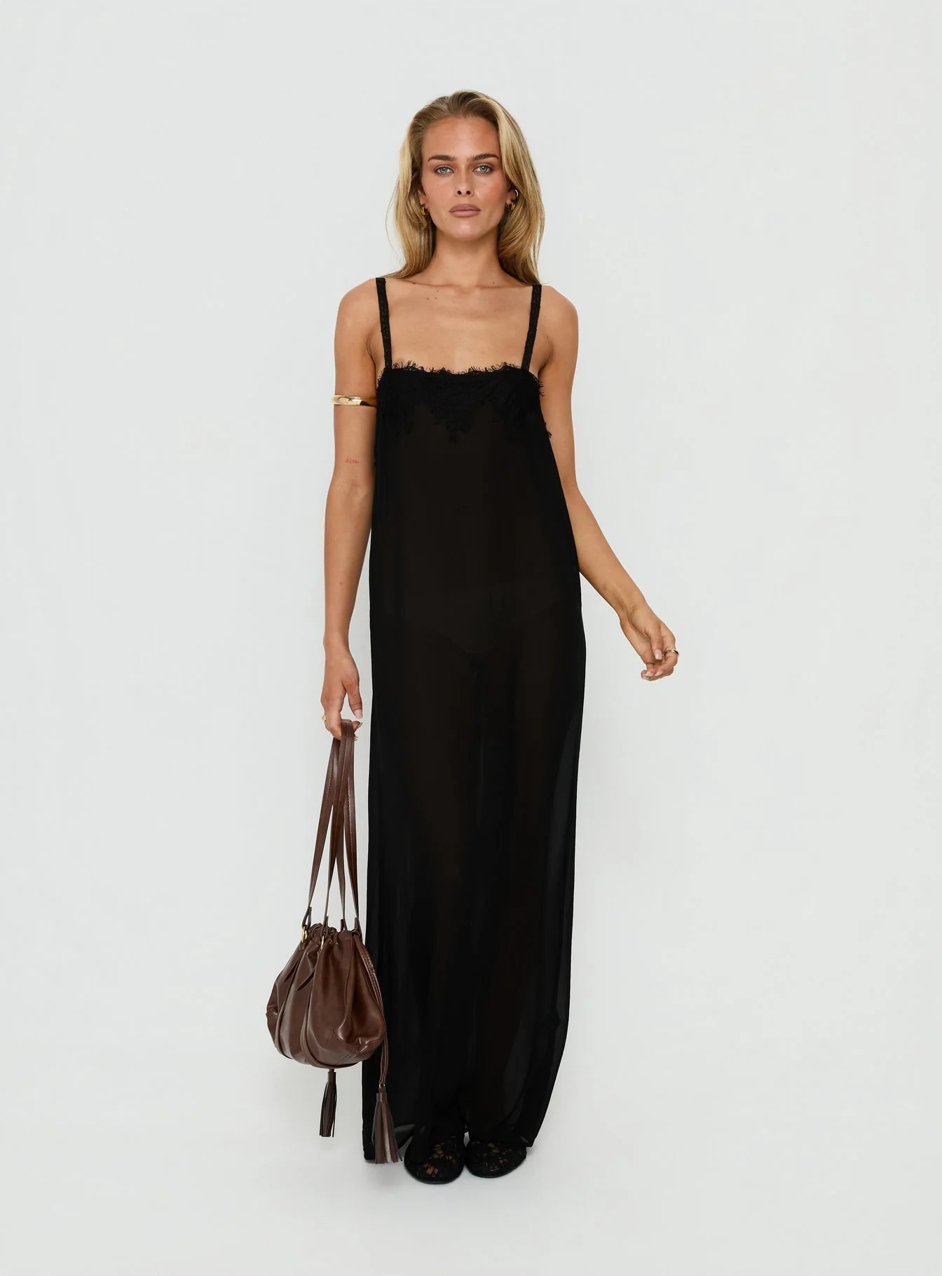 Glacial Sheer Maxi Dress Noir - Image 3