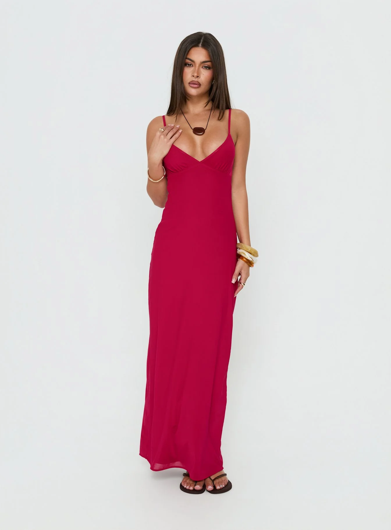 Glass Half Full Mesh Maxi Dress Electric Fuschia