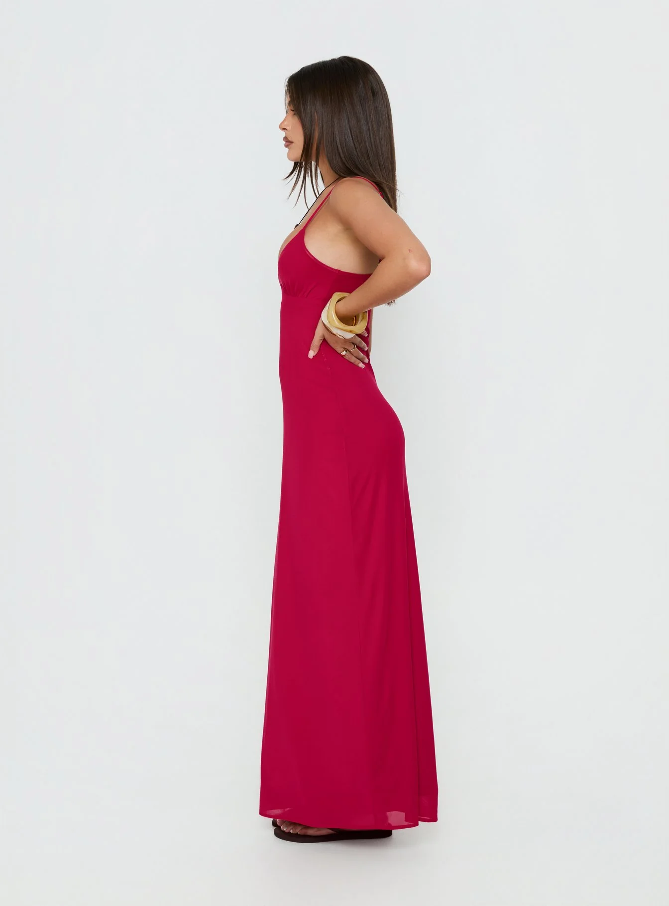 Glass Half Full Mesh Maxi Dress Electric Fuschia - Image 3
