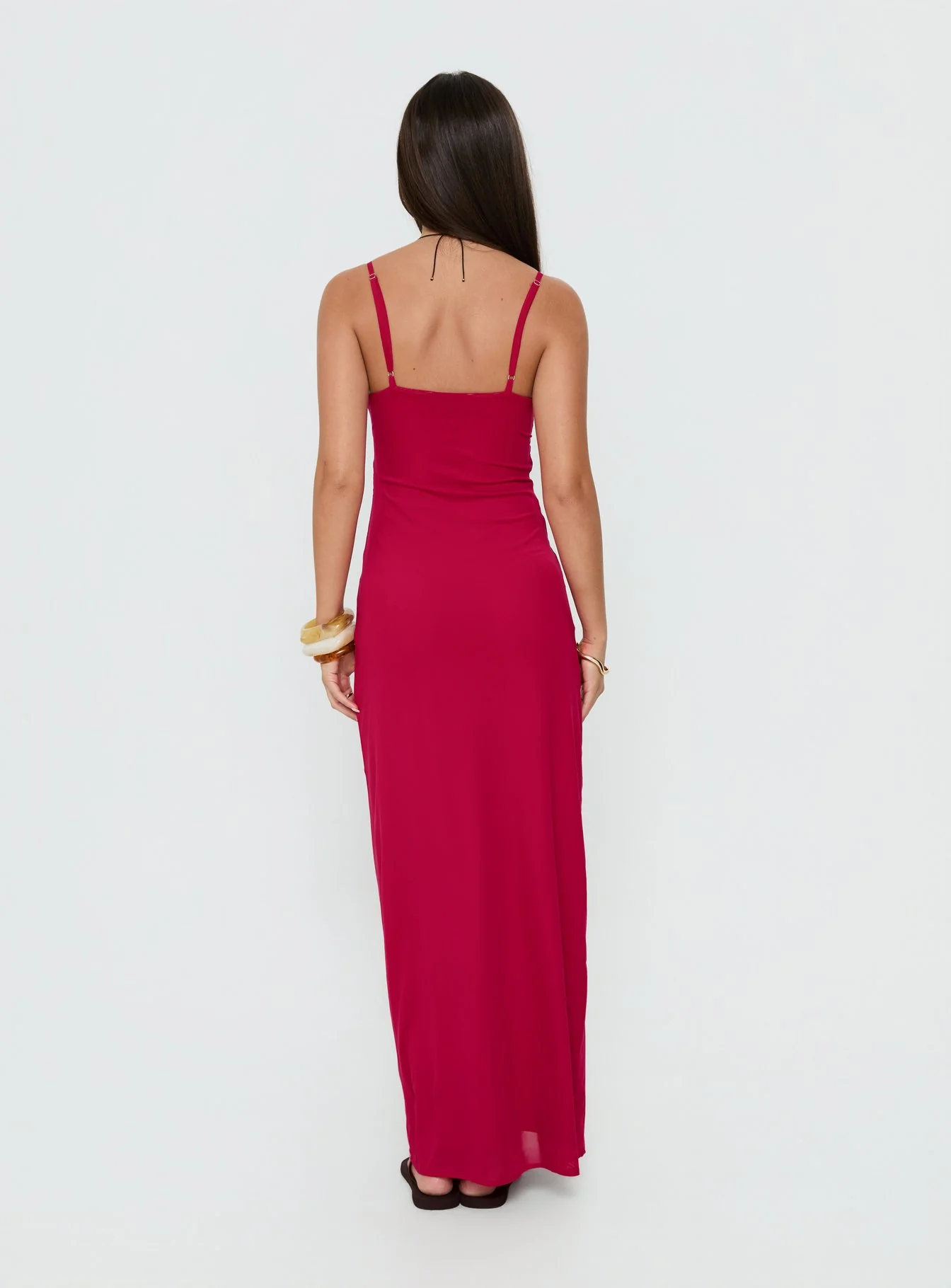 Glass Half Full Mesh Maxi Dress Electric Fuschia - Image 4