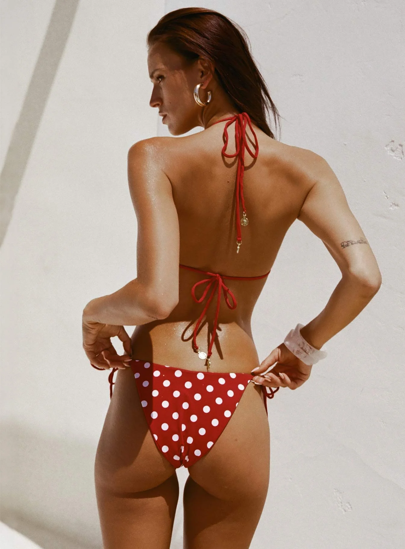 Glora Reversible Tie Side Bikini Bottoms Red Polka Dot - Image 4