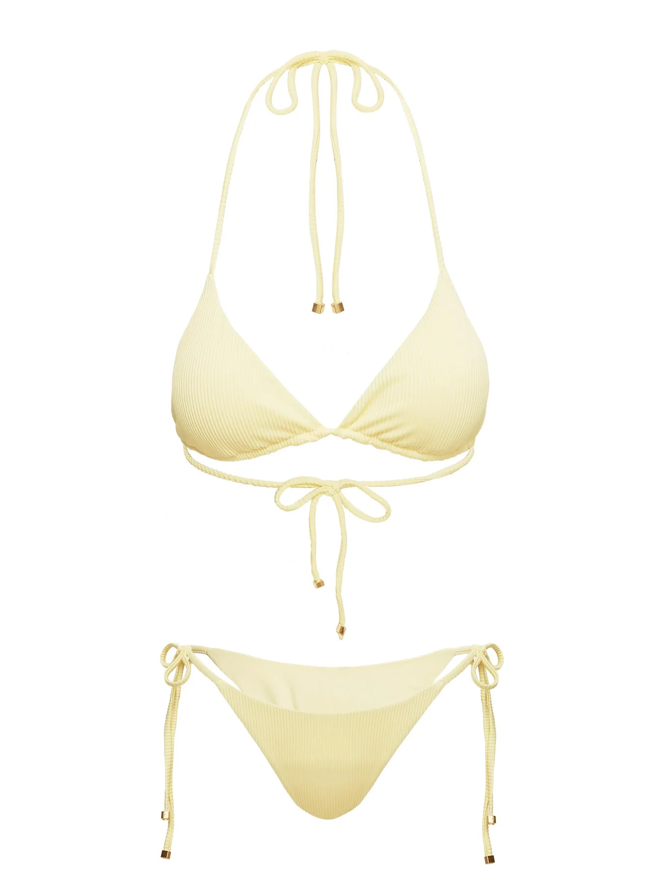 Glora Ribbed Tie Side Bikini Bottom Yellow - Image 5