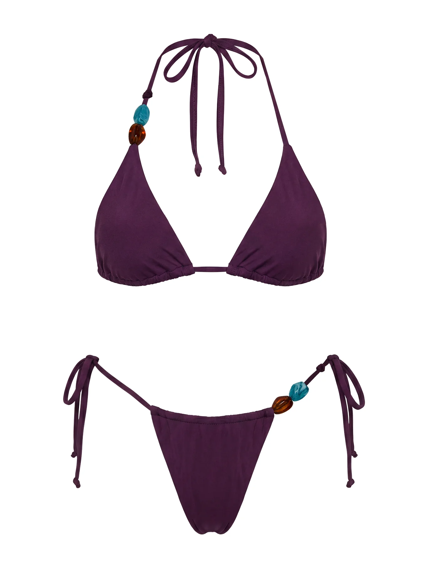 Glora Tie Side Beaded Bikini Bottoms Purple - Image 5