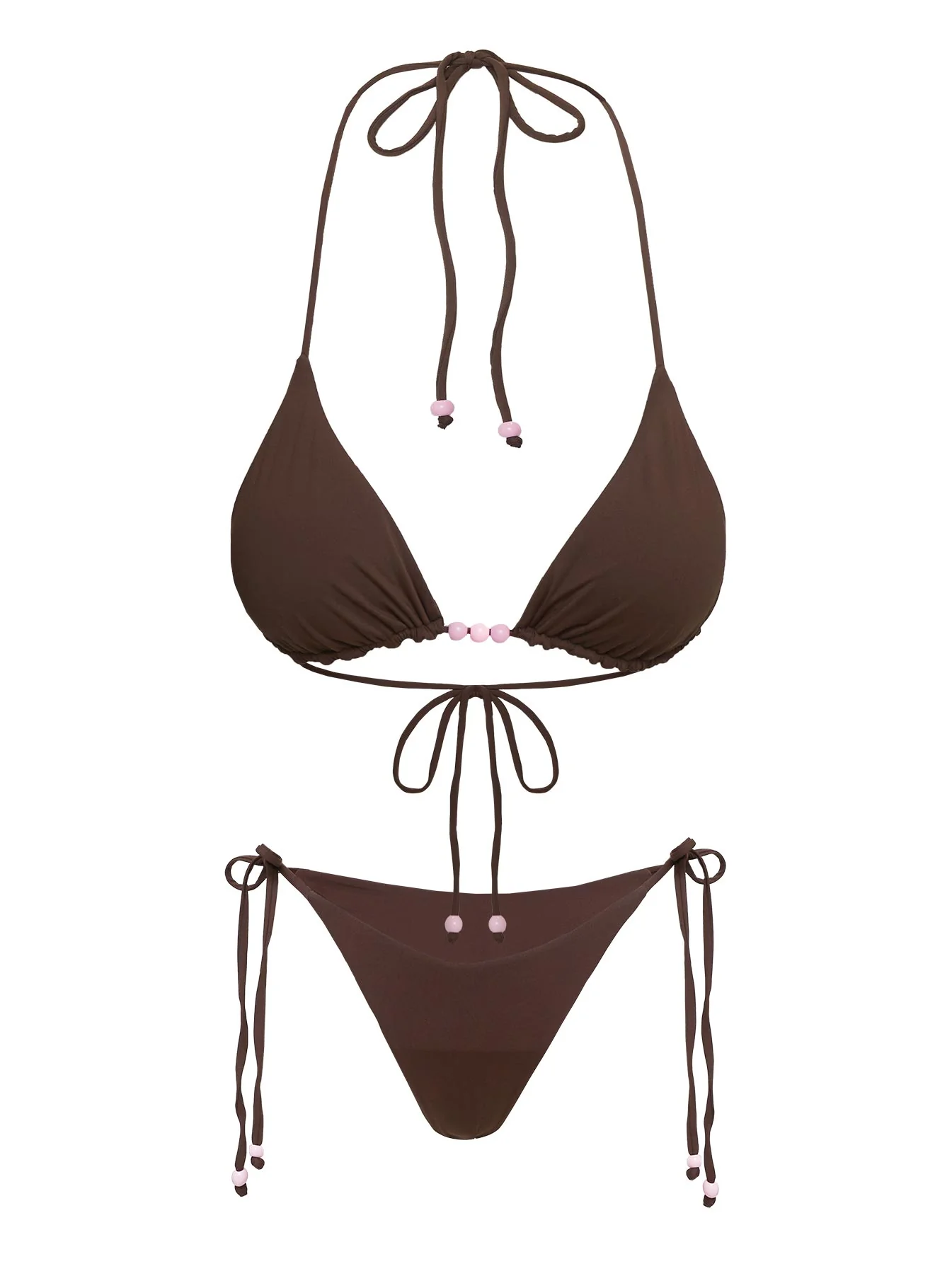 Glora Tie Side Beaded Bikini Bottom Brown - Image 5