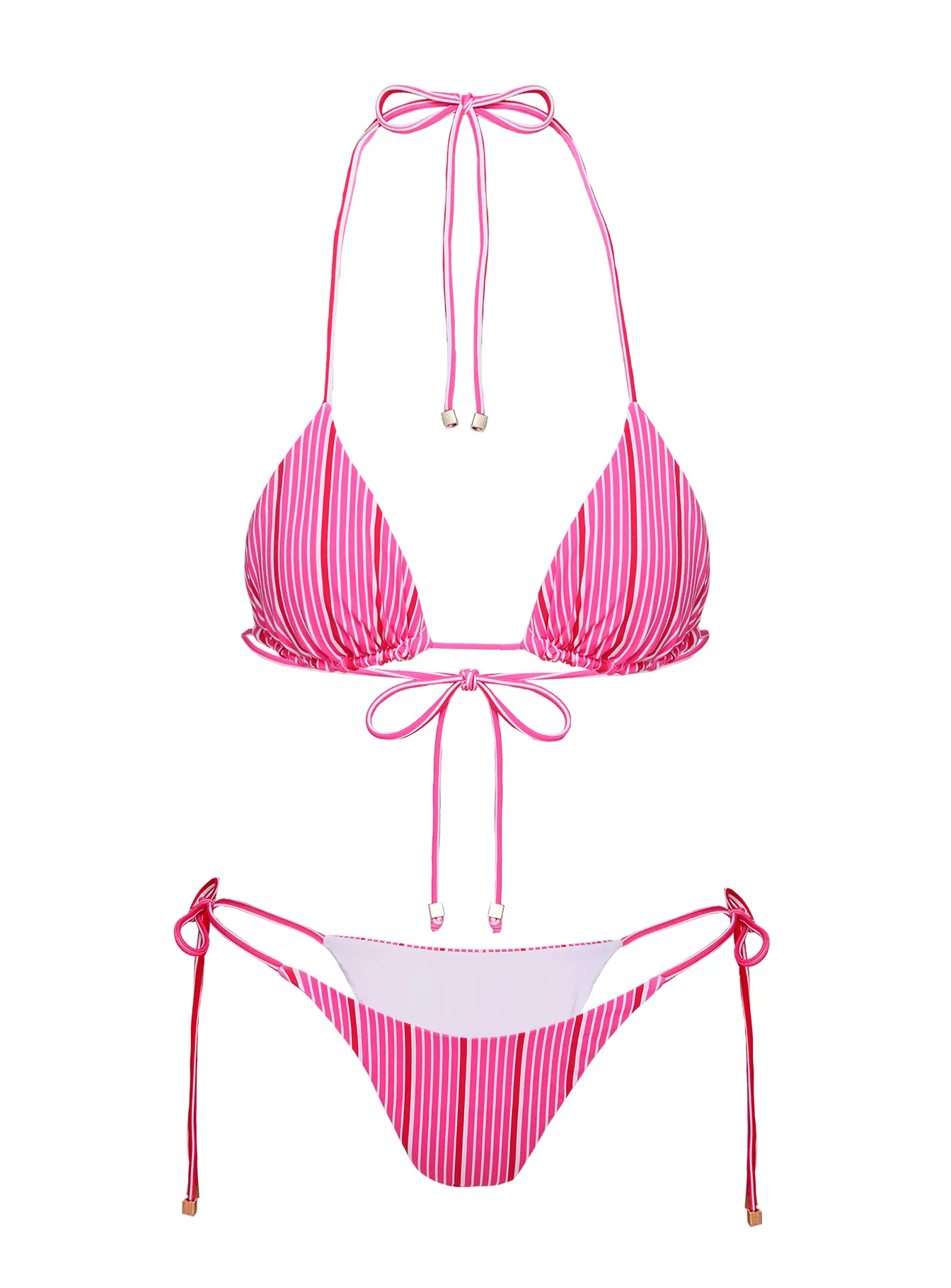 Glora Tie Side Bikini Bottom Pink Stripe - Image 5