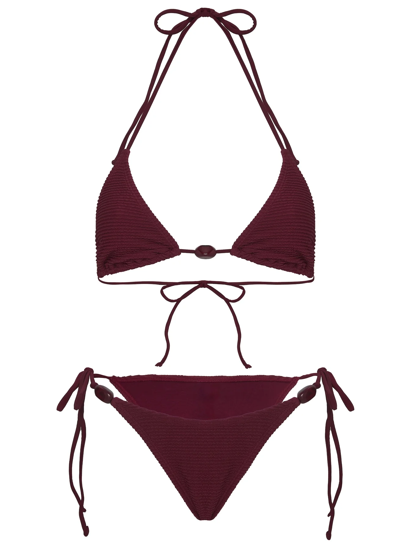 Glora Tie Side Textured Bikini Bottom Red - Image 5