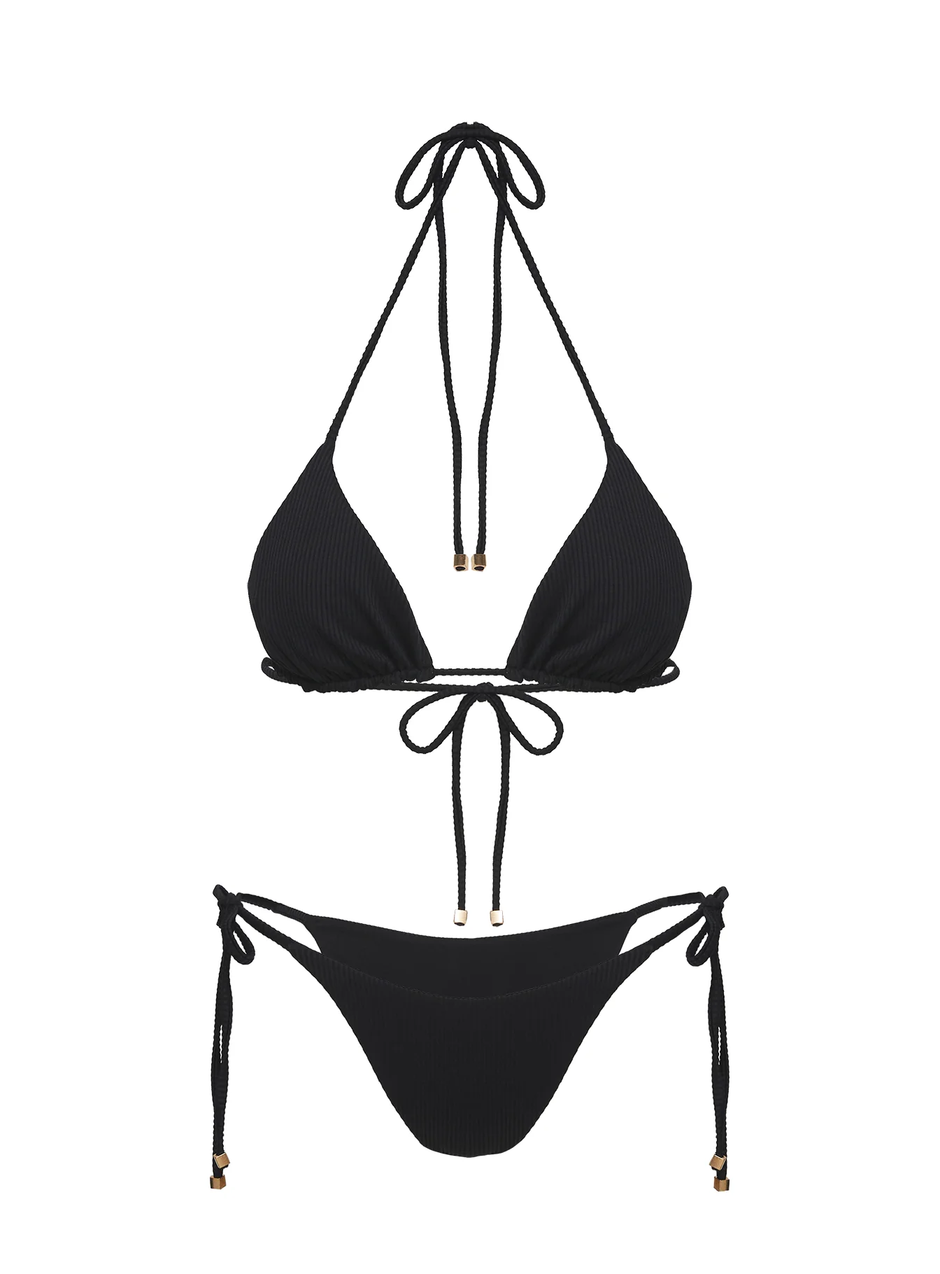Glora Tie Side Ribbed Bikini Bottom Black - Image 5
