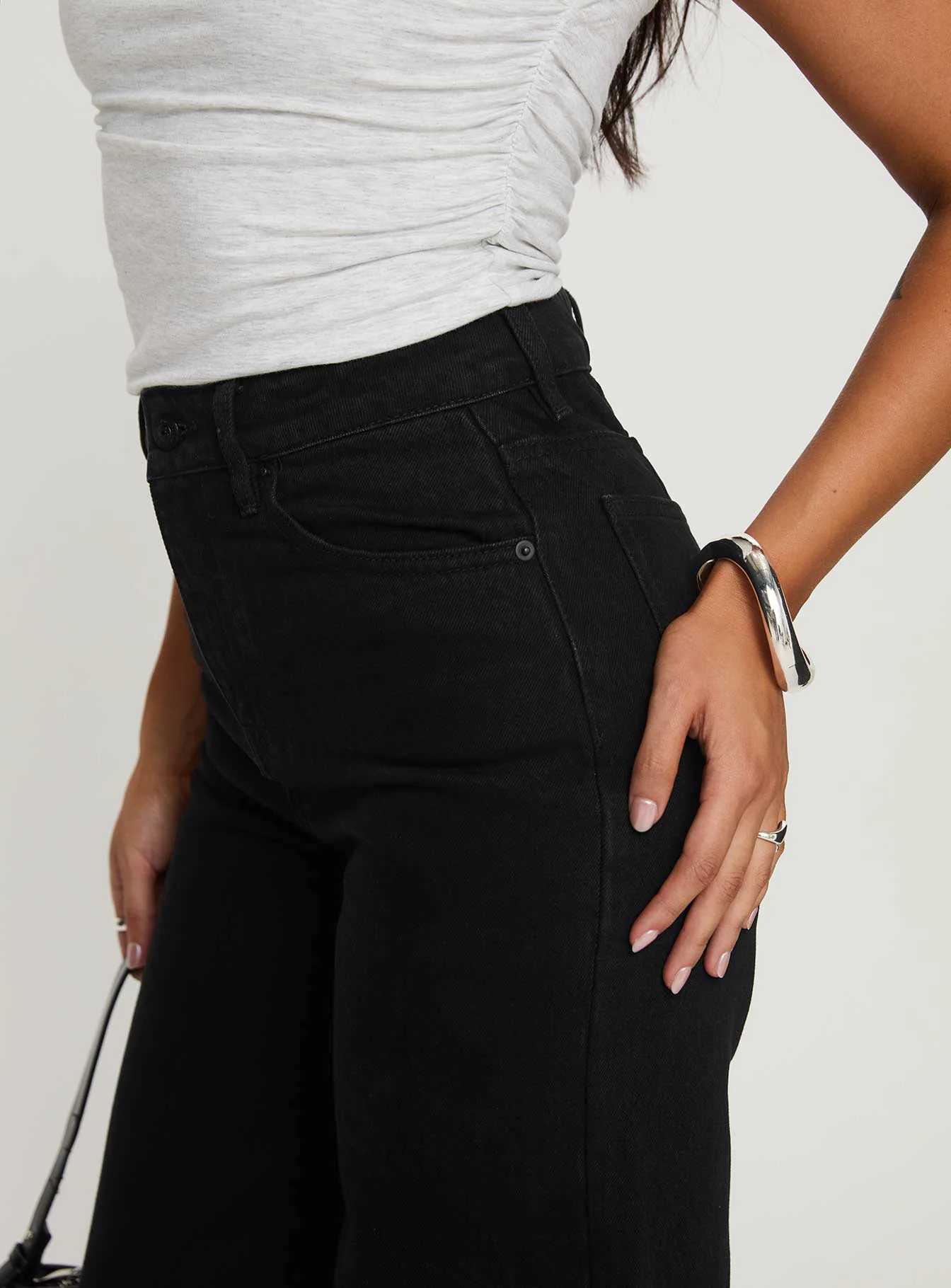 Goldie High Rise Wide Leg Jeans True Black - Image 6