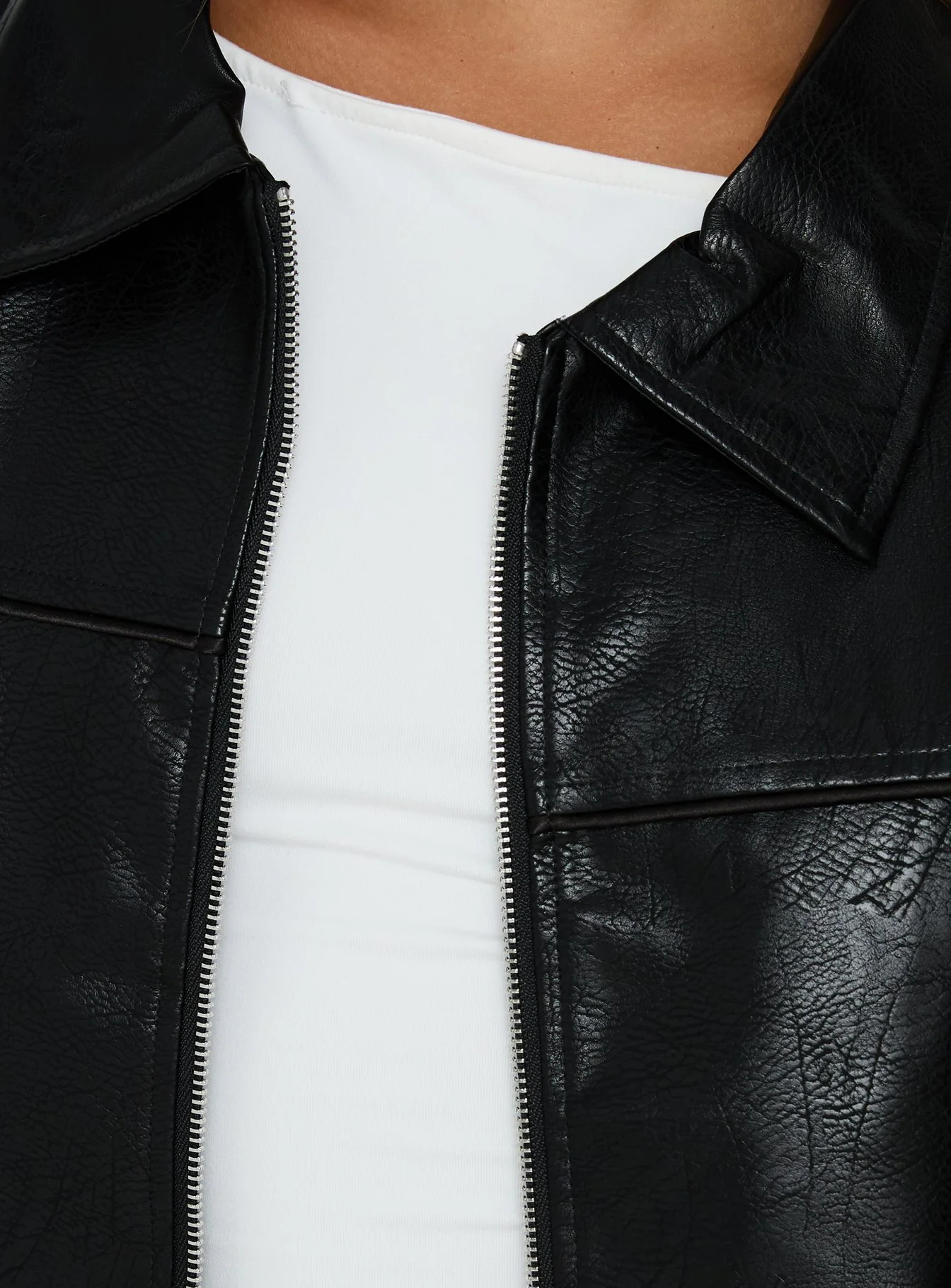 Goldsmith Faux Leather Bomber Jacket Black - Image 6