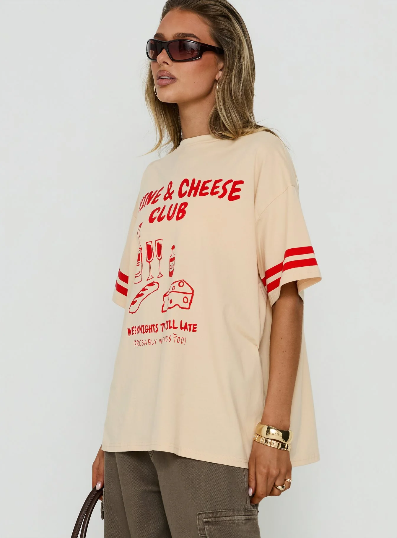 Grazing Club Oversized Graphic Tee Cream / Red - Image 3