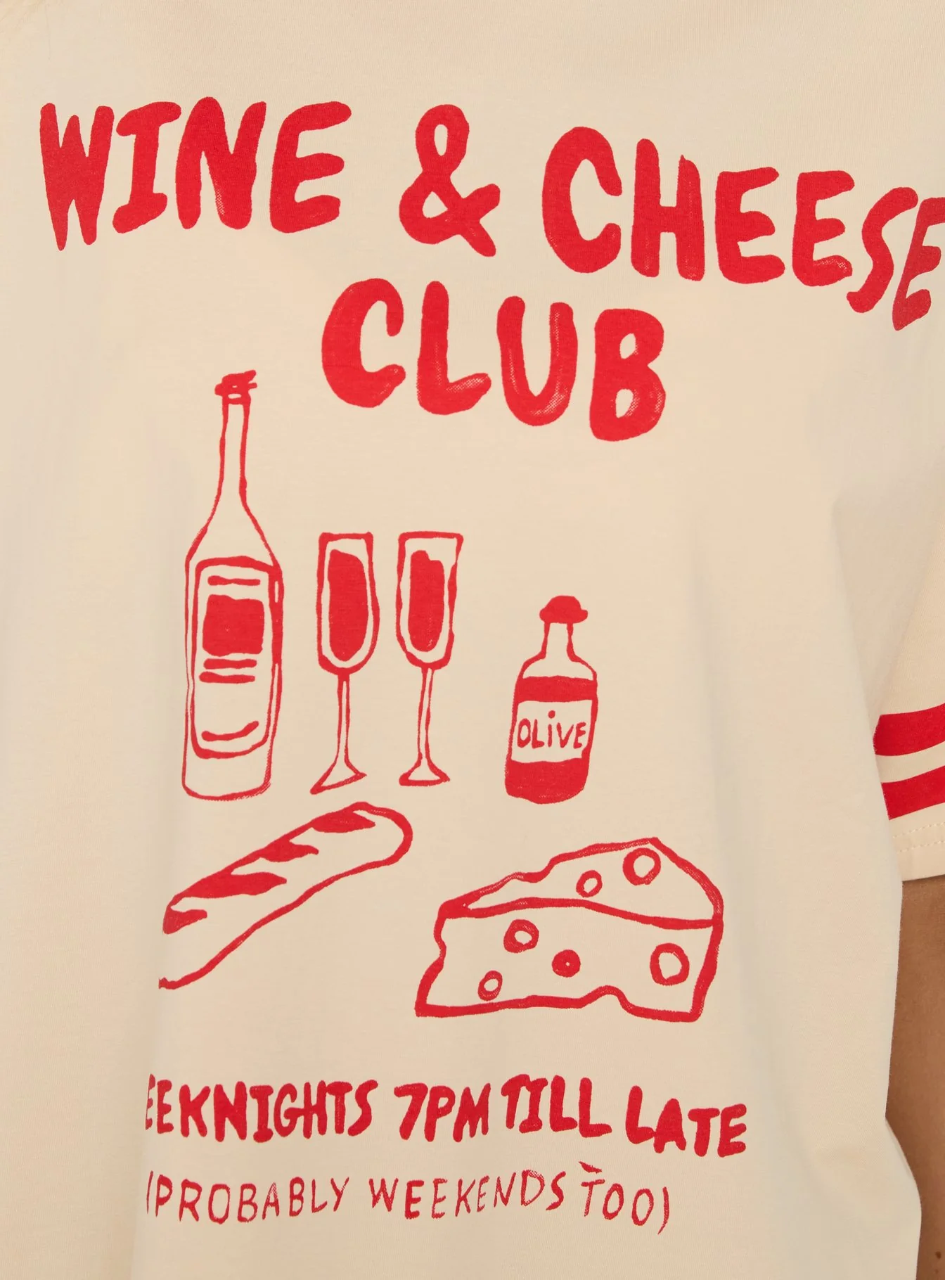 Grazing Club Oversized Graphic Tee Cream / Red - Image 5
