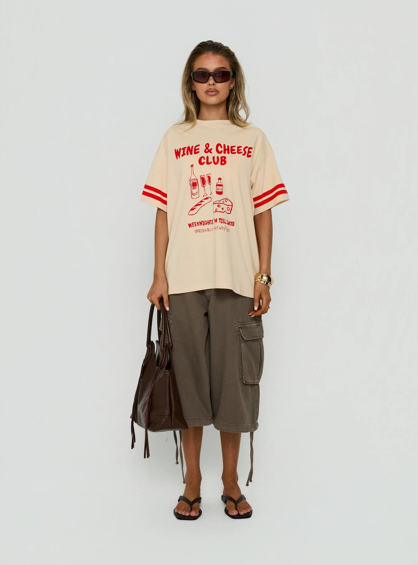 Grazing Club Oversized Graphic Tee Cream / Red - Image 6