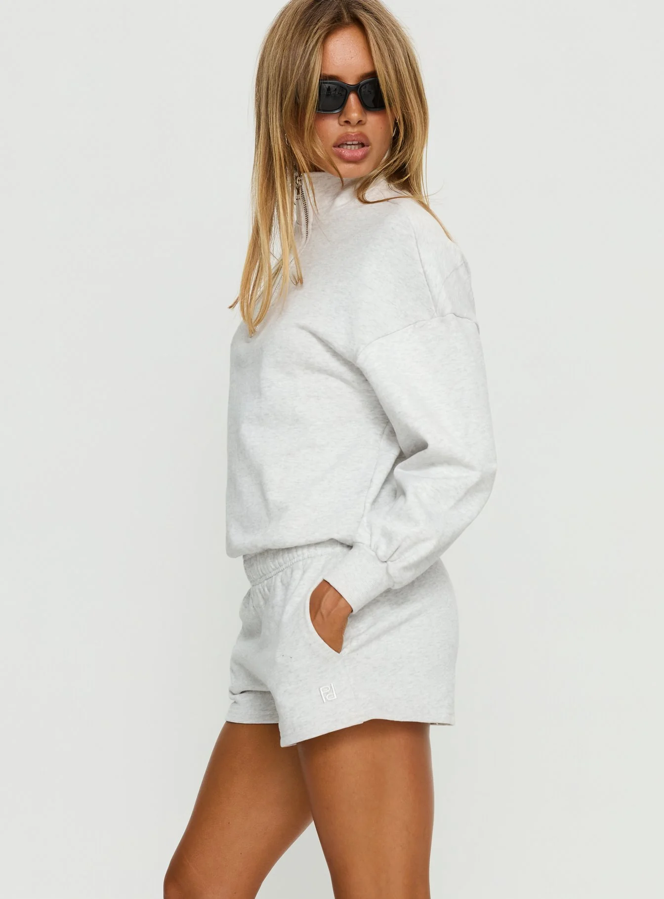 Haelie Fleece Shorts Grey Marle - Image 4
