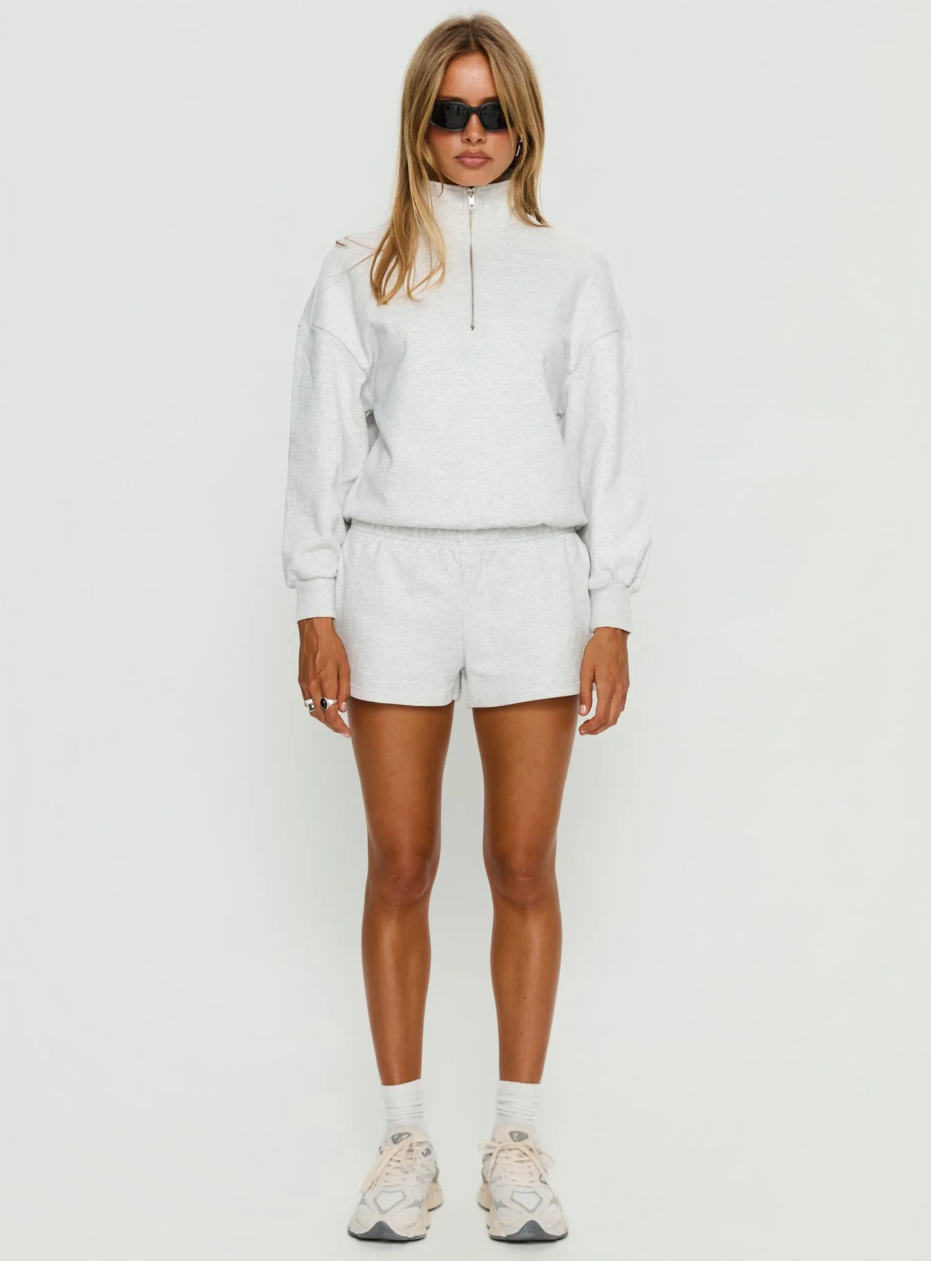 Haelie Fleece Shorts Grey Marle - Image 7