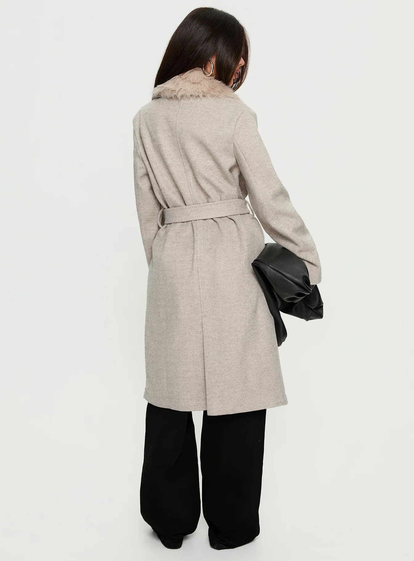Hallyn Faux Fur Collar Coat Beige - Image 5