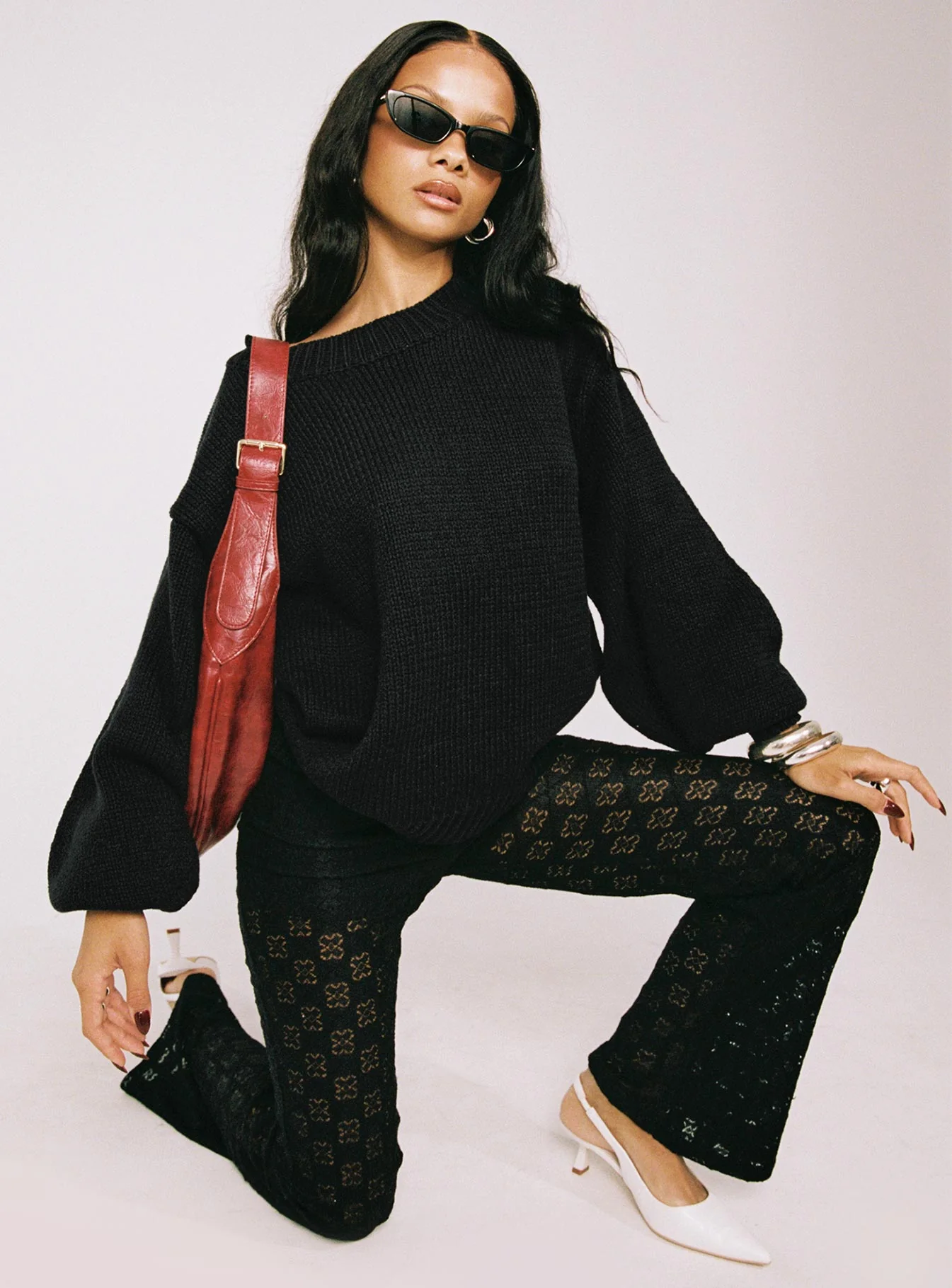 Harmony Balloon Sleeve Knit Sweater Black - Image 10