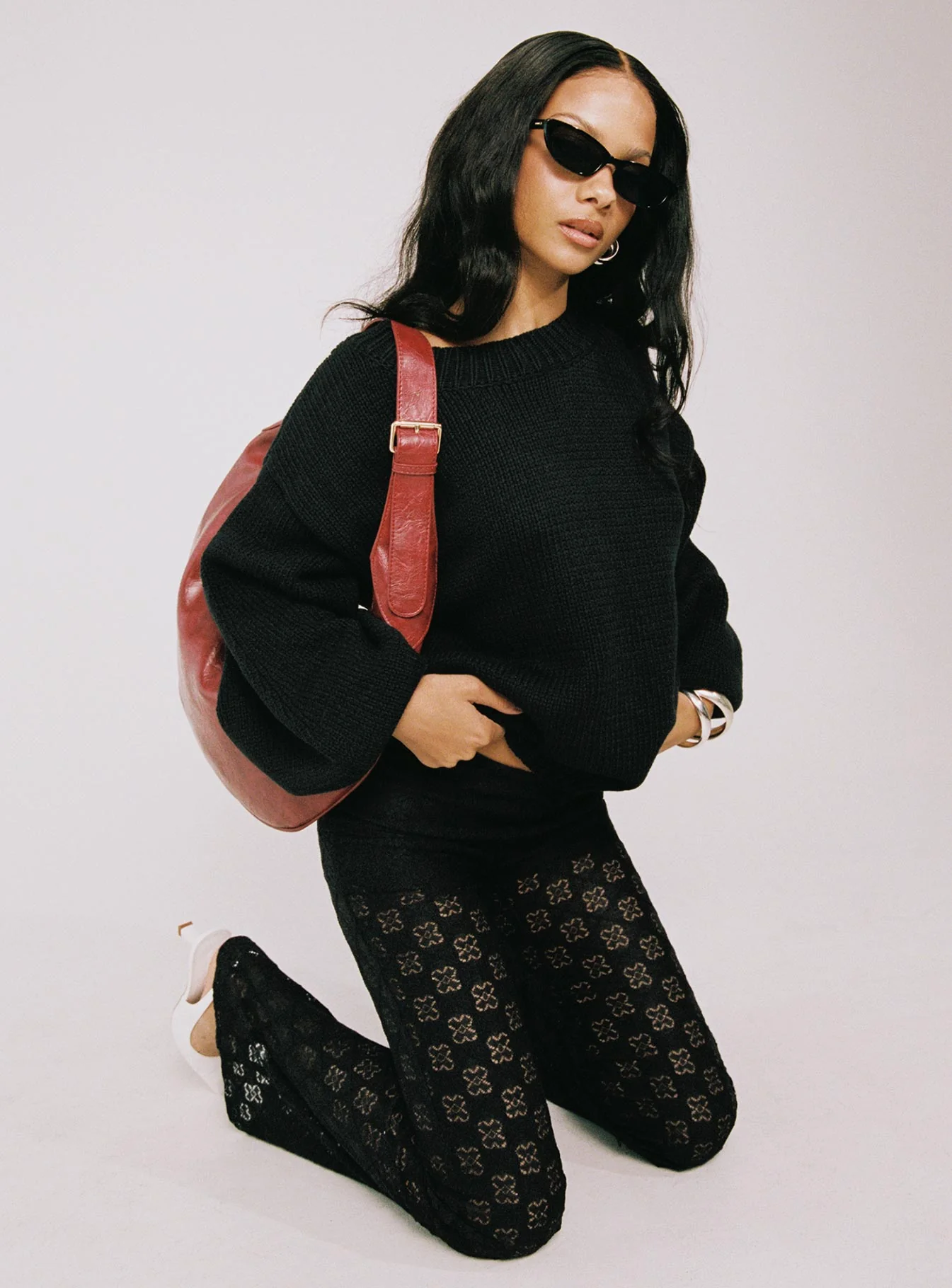 Harmony Balloon Sleeve Knit Sweater Black - Image 12