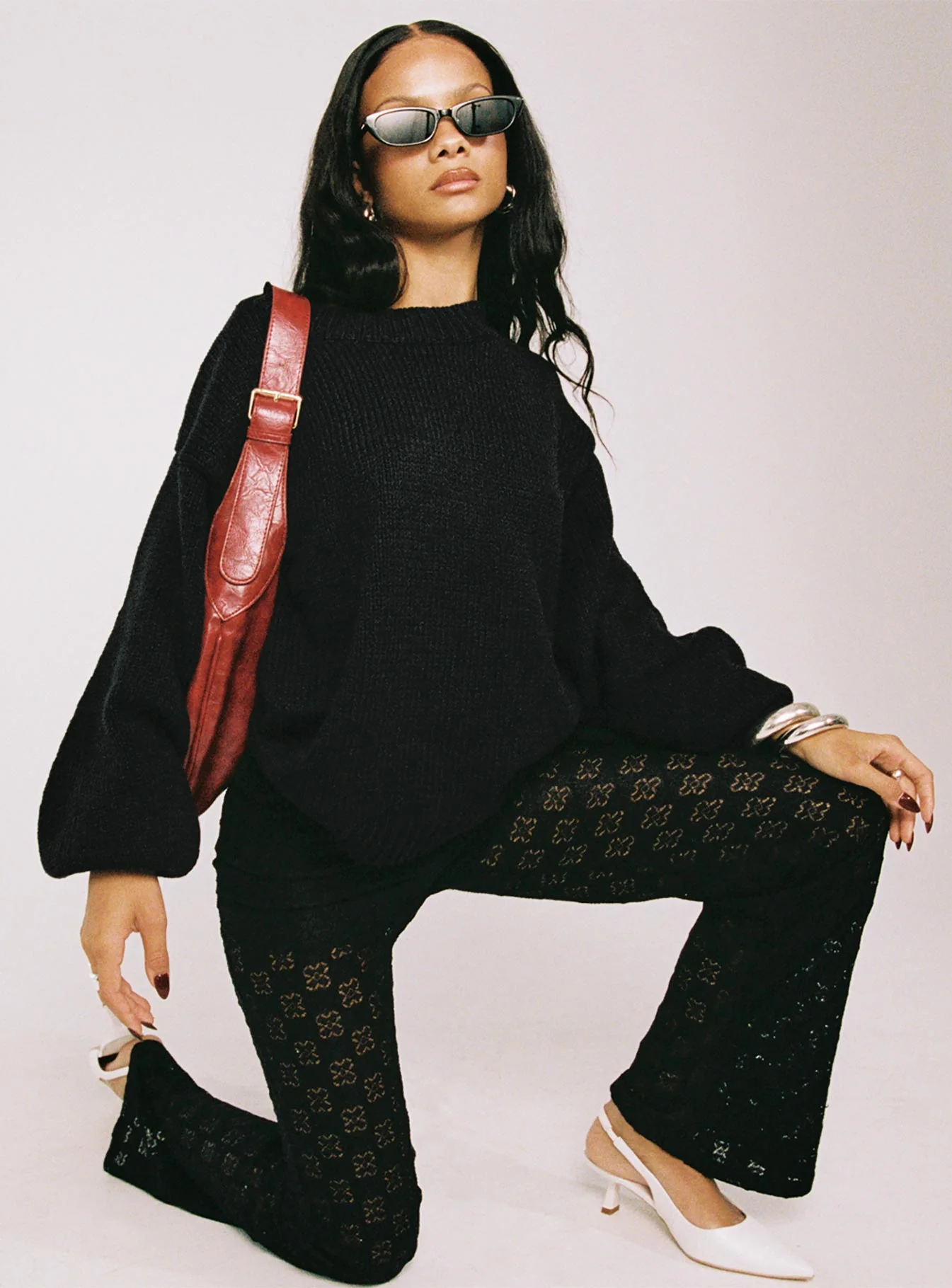 Harmony Balloon Sleeve Knit Sweater Black - Image 13