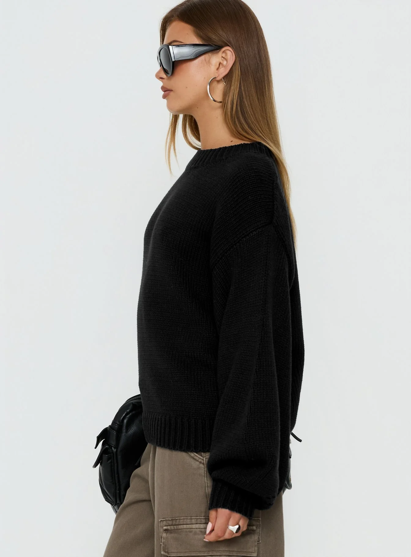 Harmony Balloon Sleeve Knit Sweater Black - Image 4