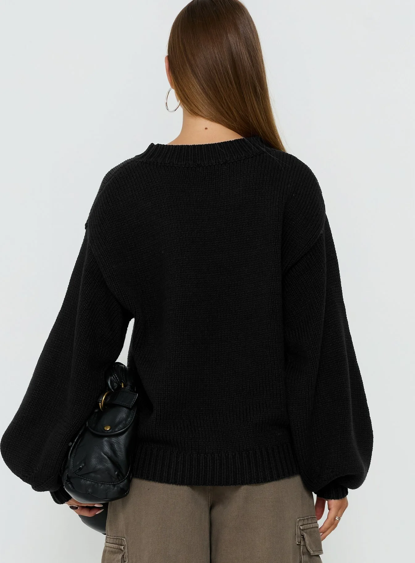 Harmony Balloon Sleeve Knit Sweater Black - Image 5