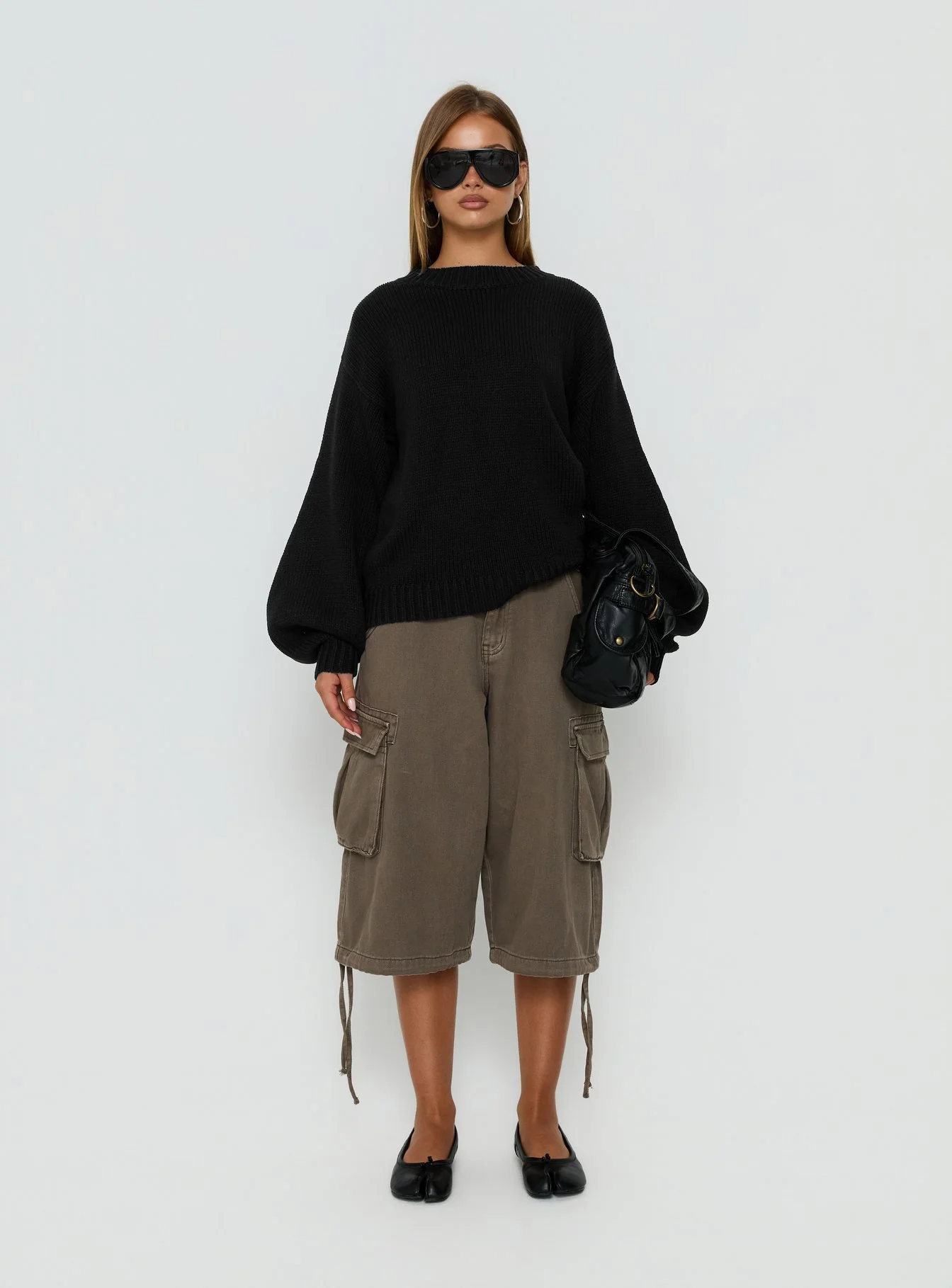 Harmony Balloon Sleeve Knit Sweater Black - Image 7