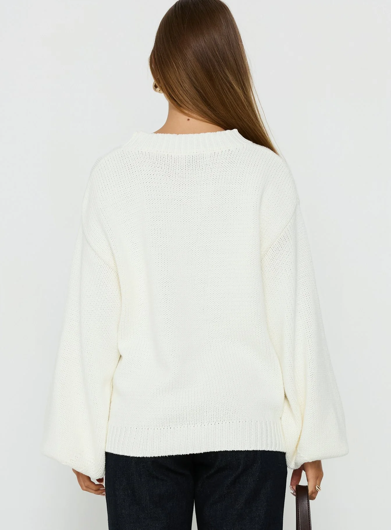 Harmony Balloon Sleeve Knit Sweater White - Image 5