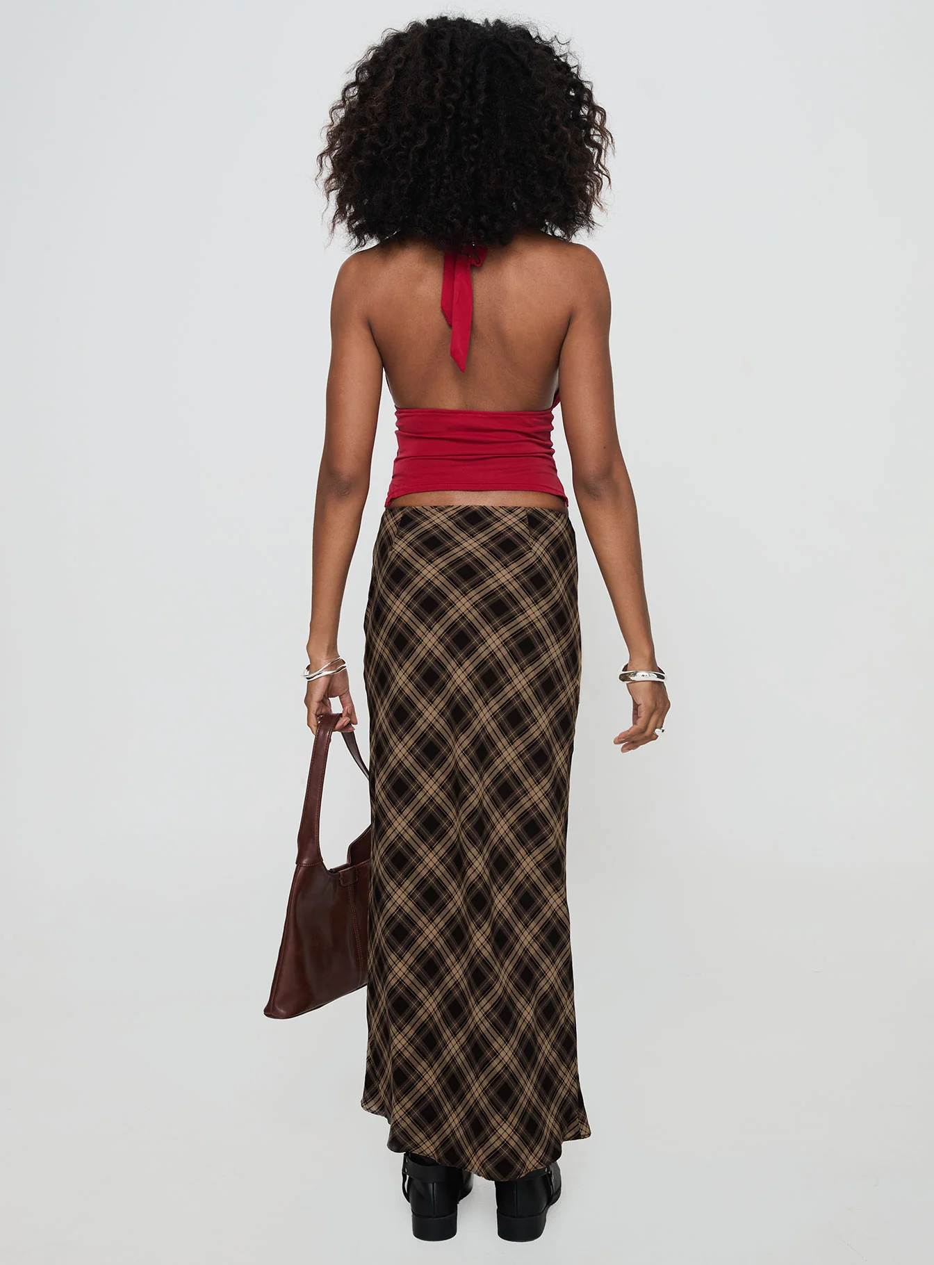 Hayze Maxi Skirt Brown Check - Image 5