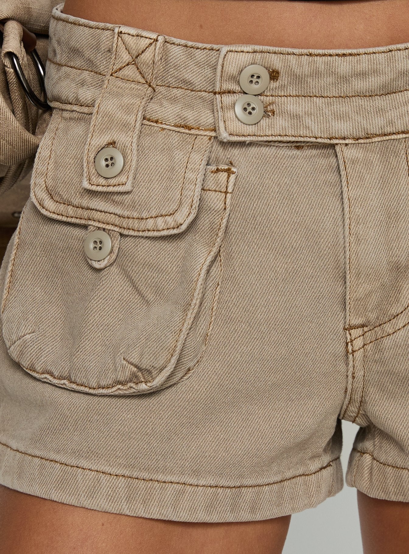 Headphones On Micro Cargo Short Washed Brown - Image 6