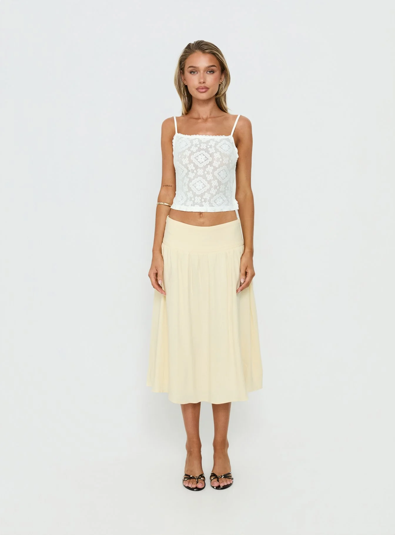 Heart Of Gold Linen Blend Midi Skirt Lemon - Image 7