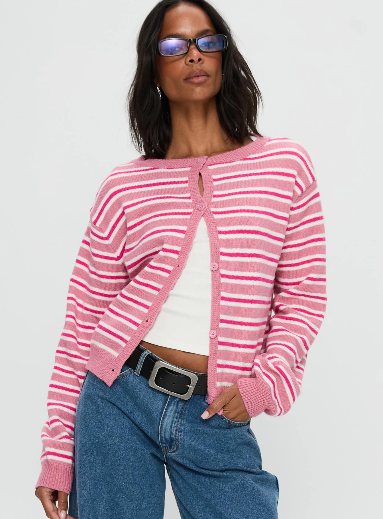 Heavenly Dream Cardigan Pink Stripe - Image 2
