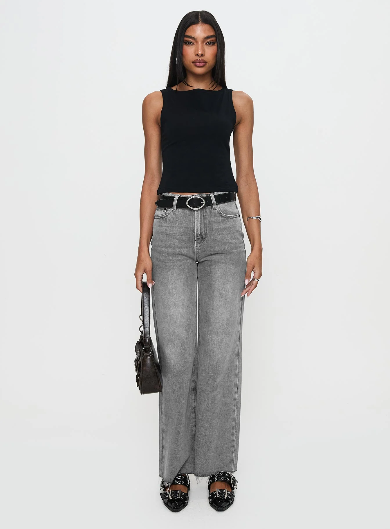 Henesey High Rise Straight Leg Jeans Washed Grey - Image 6