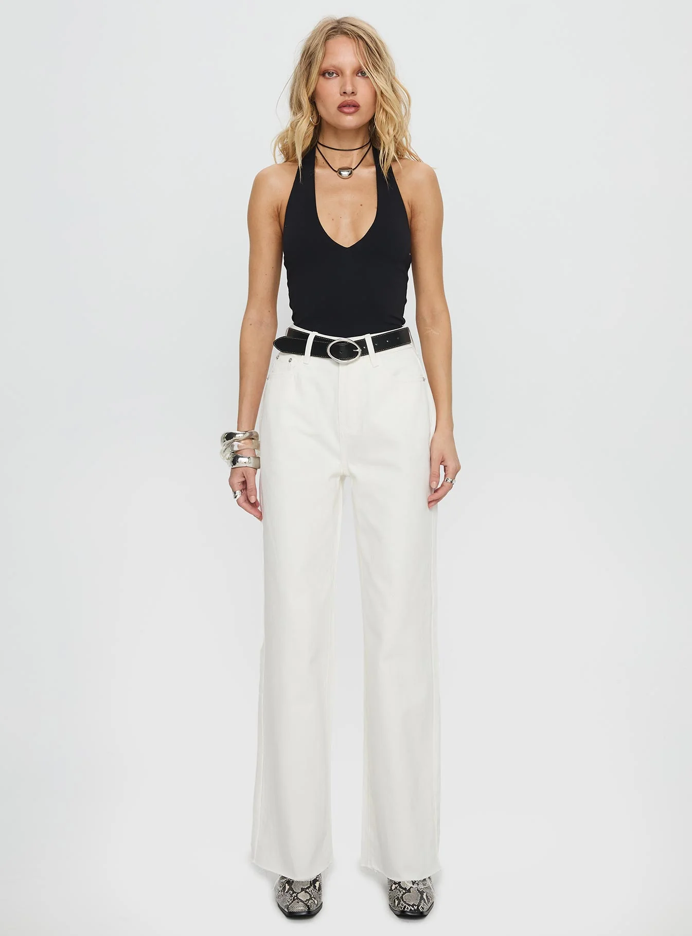Henesey High Rise Straight Leg Jeans White Wash - Image 7