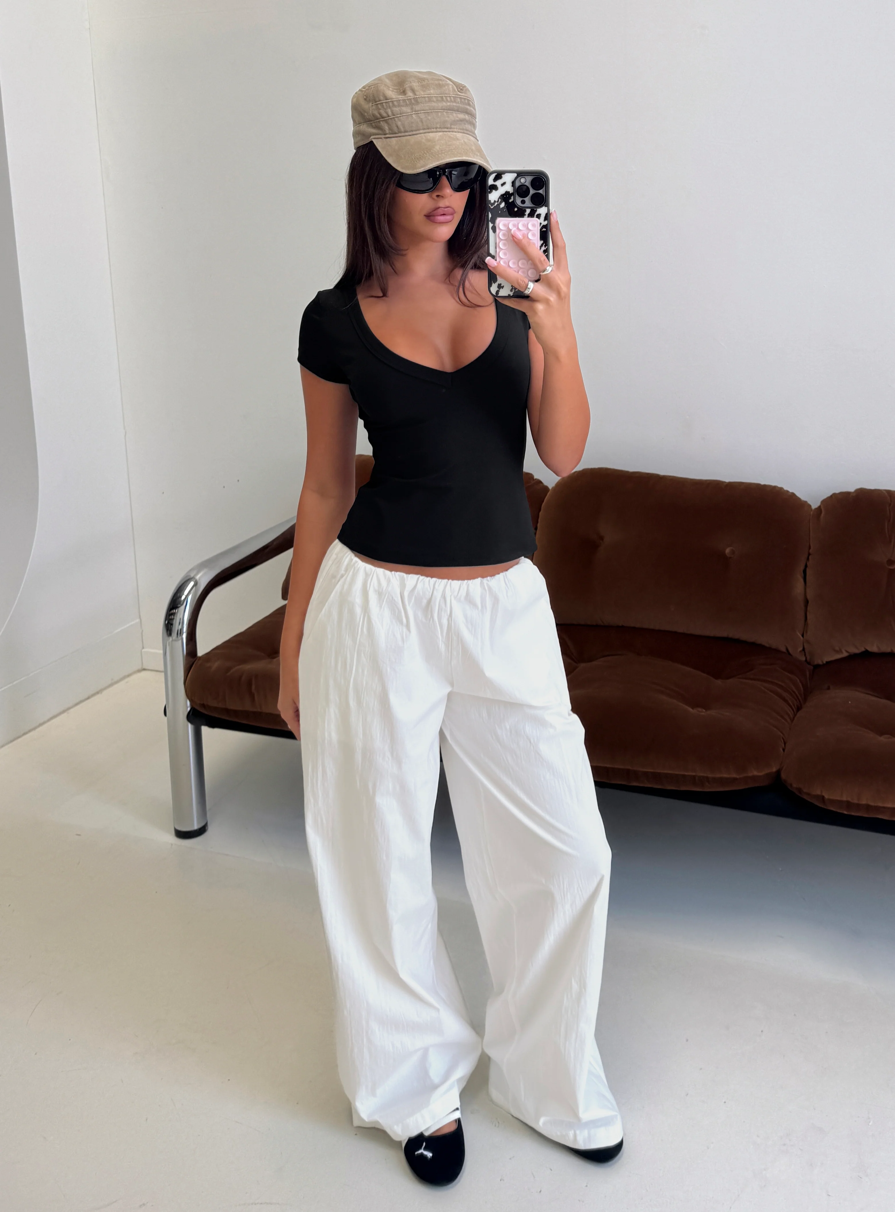 Daily Define Deep V Short Sleeve Top Black - Image 9