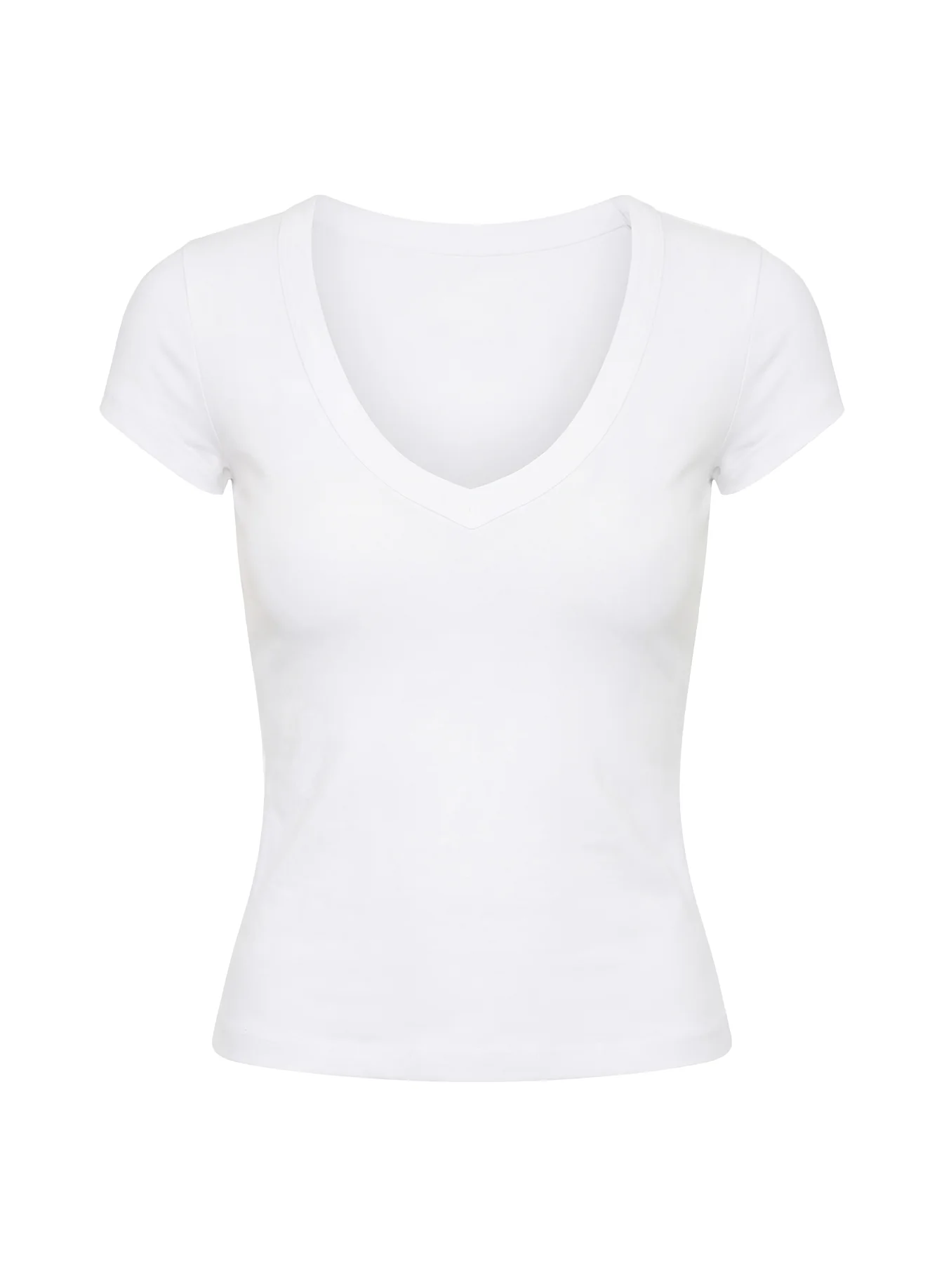 Daily Define Deep V Short Sleeve Top White - Image 9