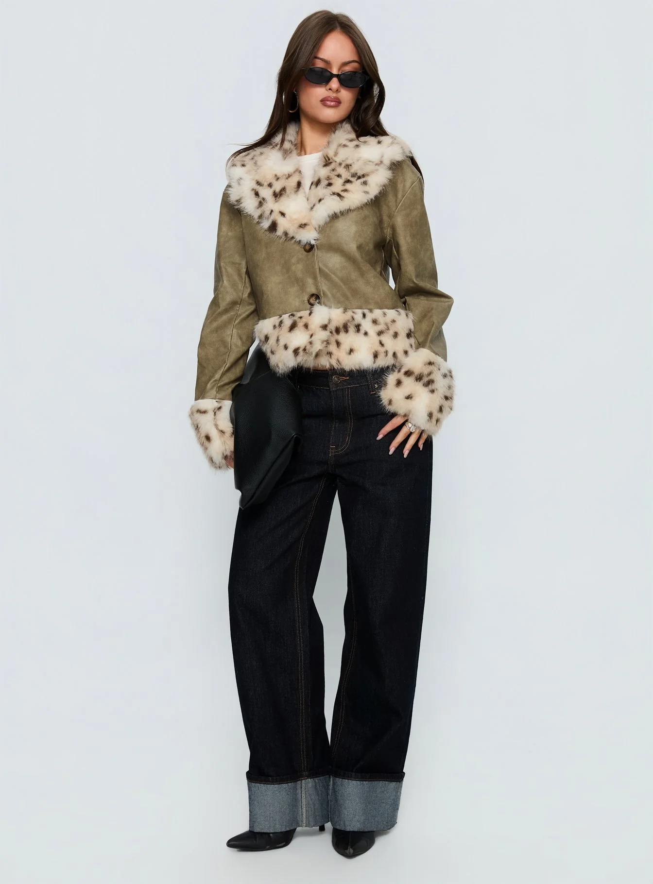Hiraya Faux Fur Trim Jacket Vintage Green - Image 4