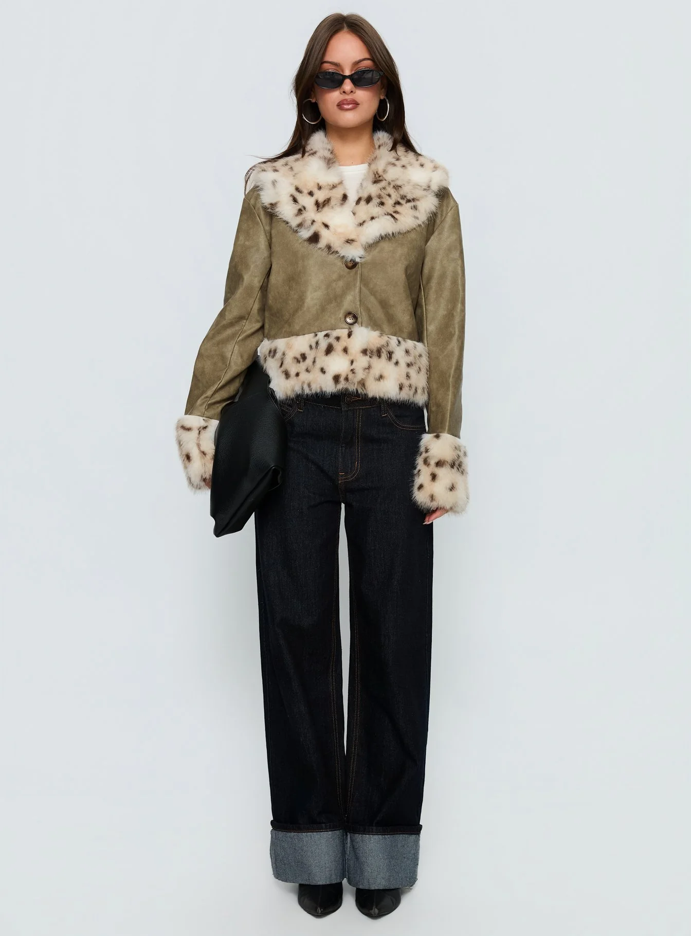 Hiraya Faux Fur Trim Jacket Vintage Green - Image 8