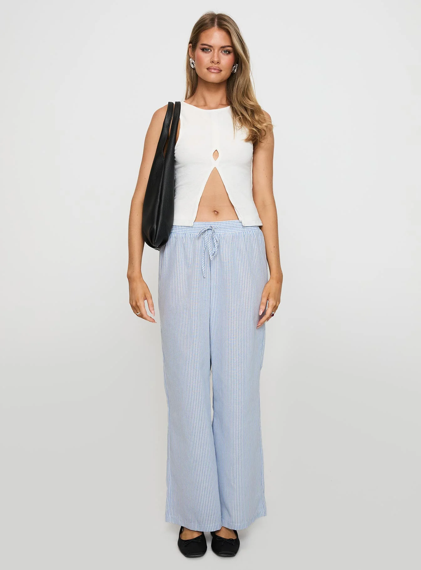 Holiday Tie Front Pant Blue/ White Stripe - Image 6