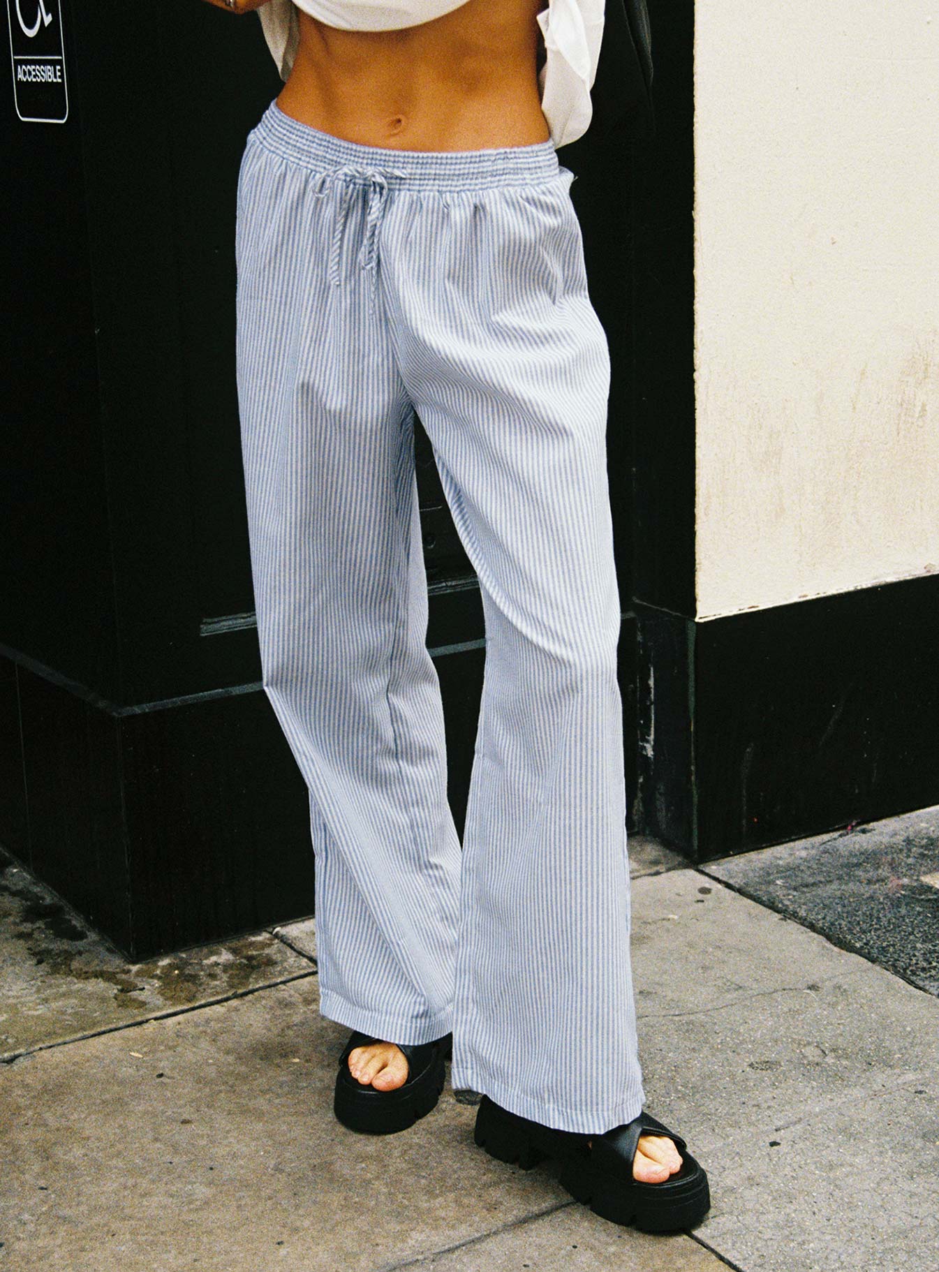 Holiday Tie Front Pant Blue/ White Stripe - Image 8