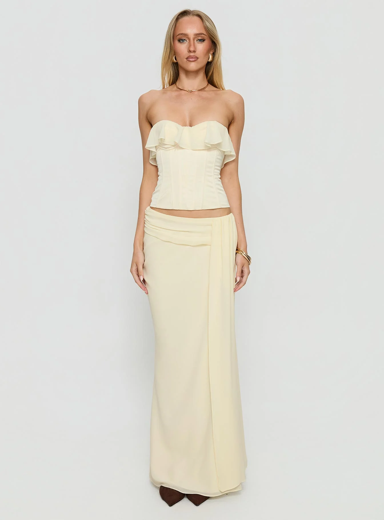 Holliann Draped Maxi Skirt Butter - Image 7