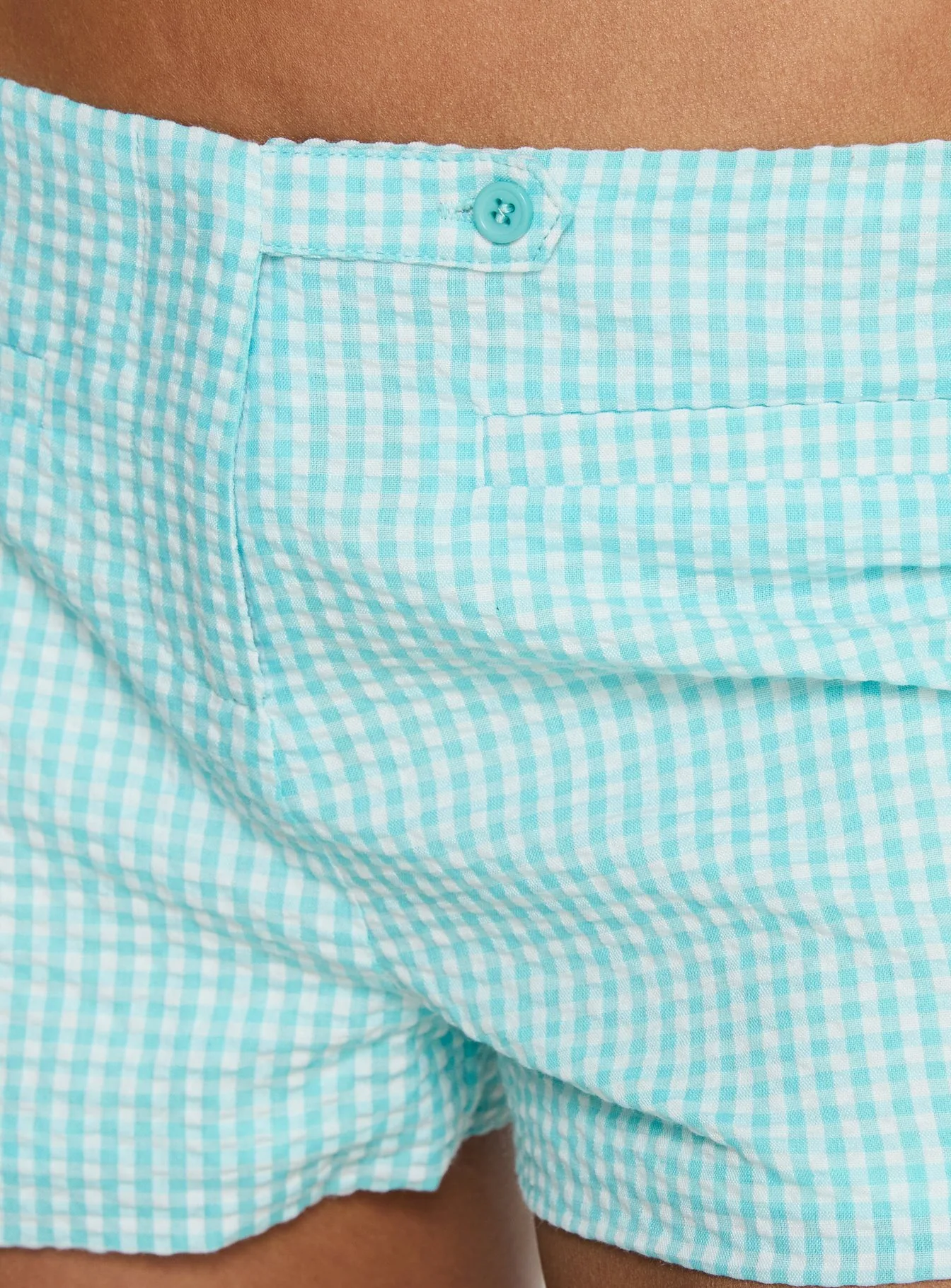 Hot Commodity Micro Shorts Turquoise Gingham - Image 6