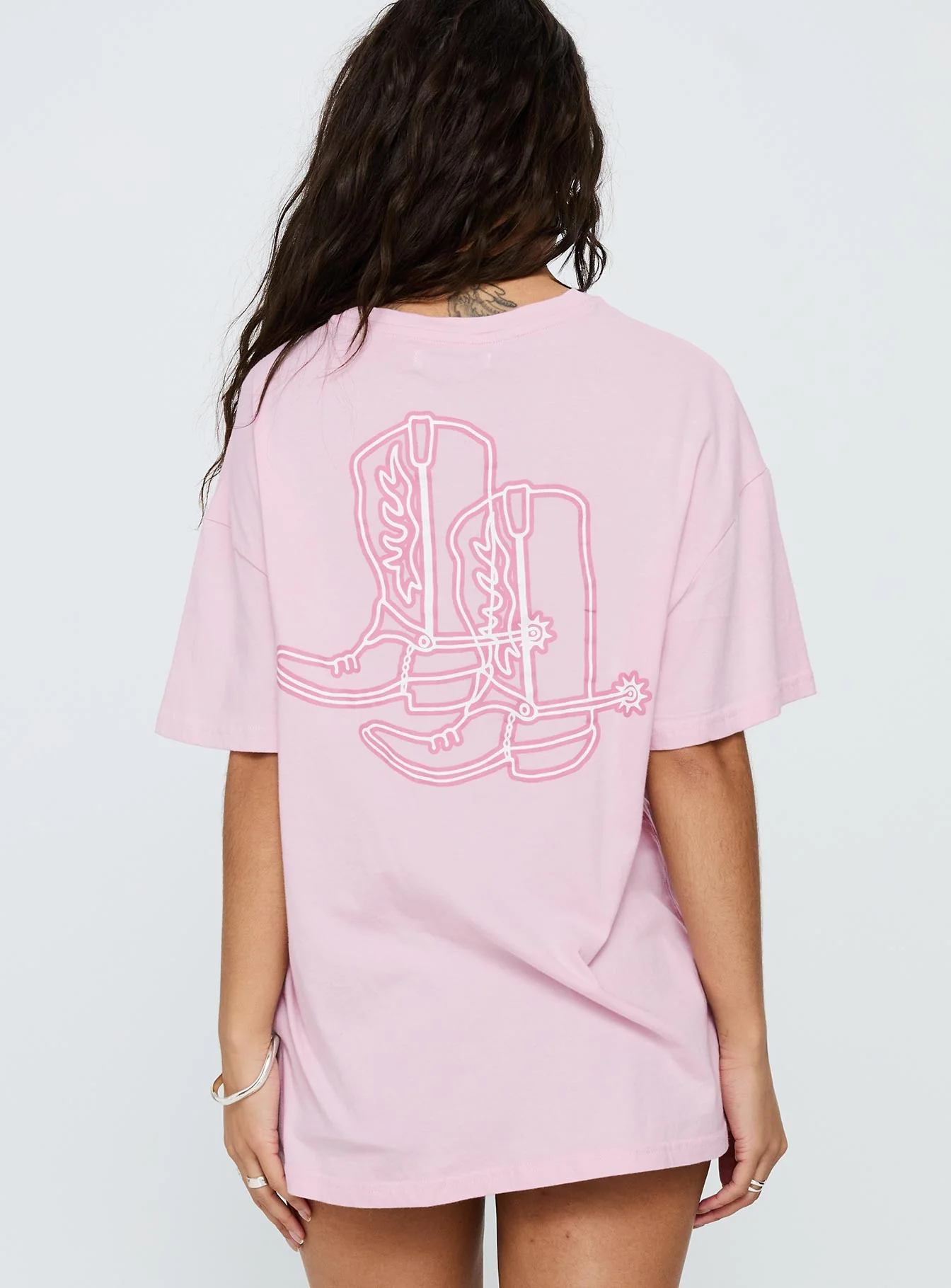 Howdy Partner Oversized Graphic Tee Pink - Image 5