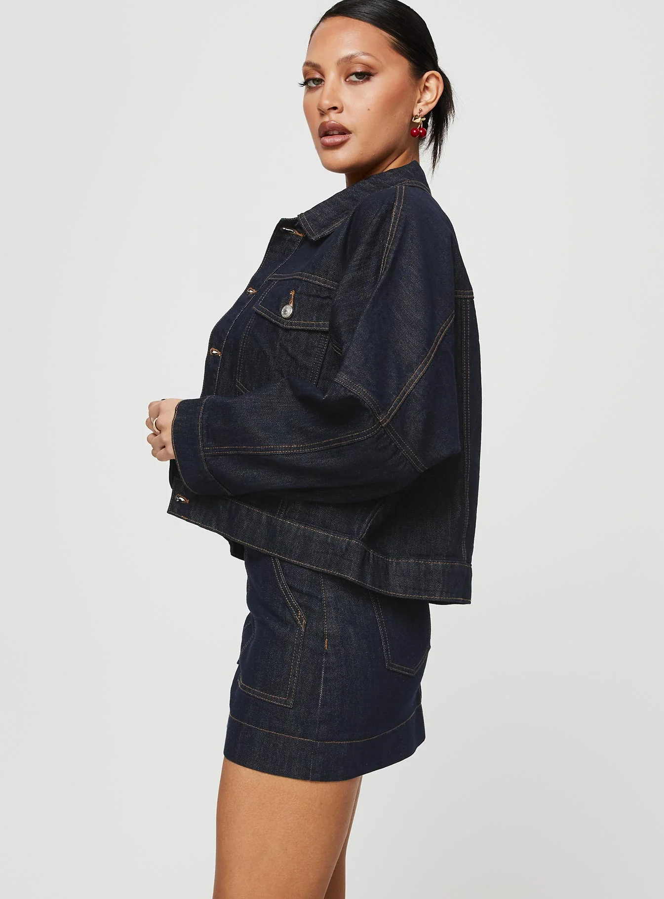 Hughes Mini Skirt Dark Wash Denim Petite - Image 3