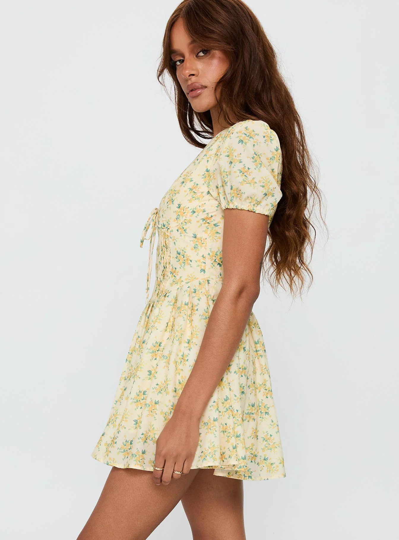 Ethelyn Mini Dress Yellow Floral - Image 4