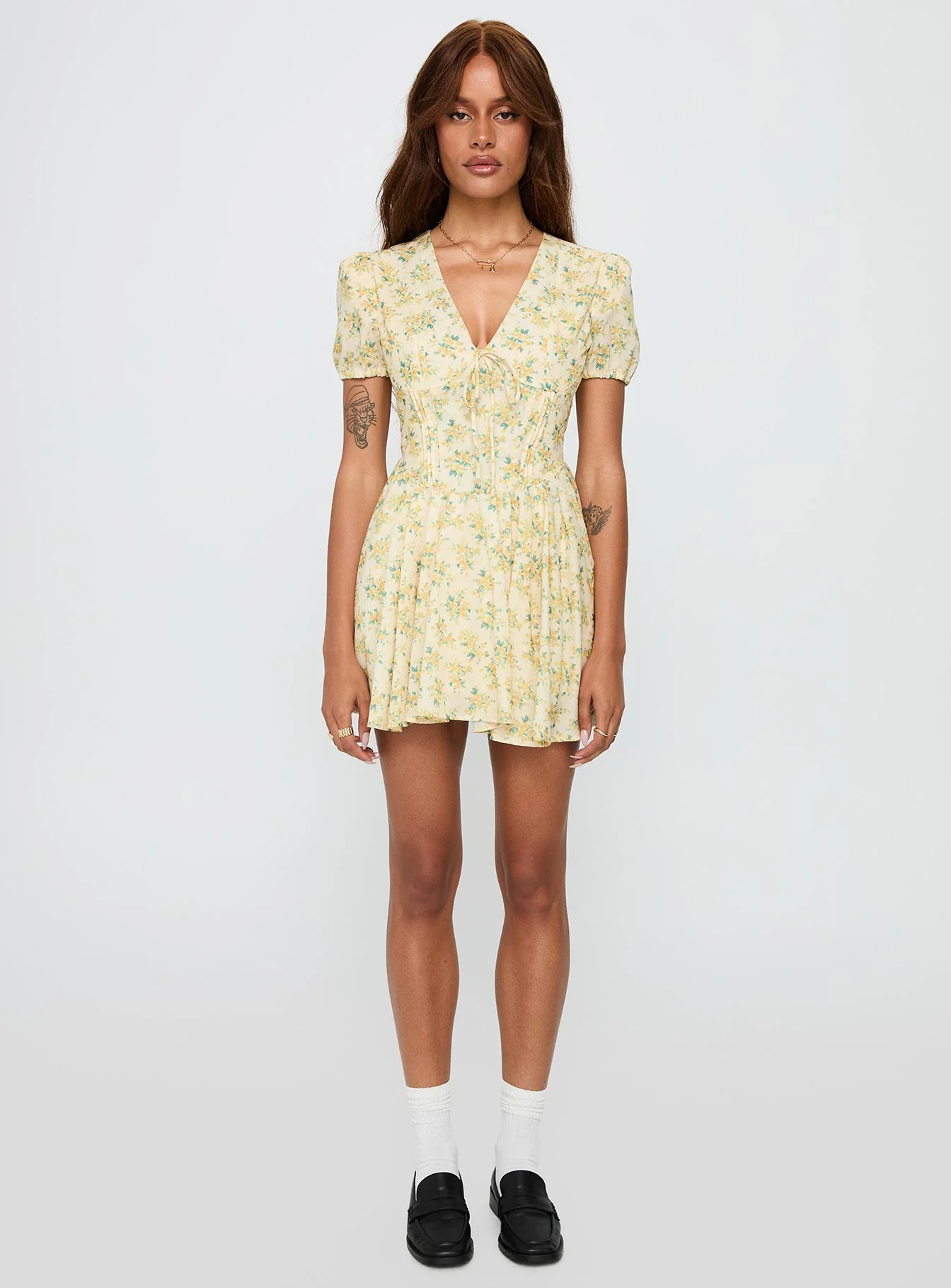 Ethelyn Mini Dress Yellow Floral - Image 7