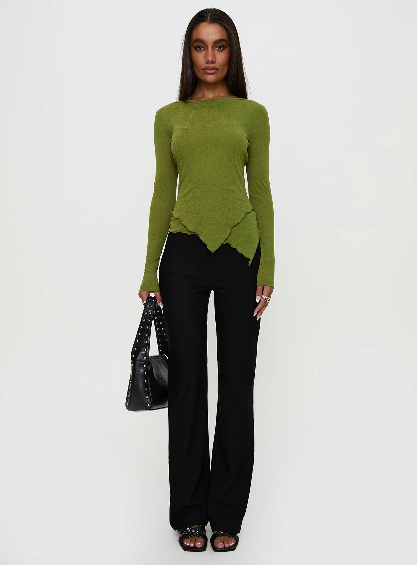 I Know You Backless Long Sleeve Top Green - Image 7